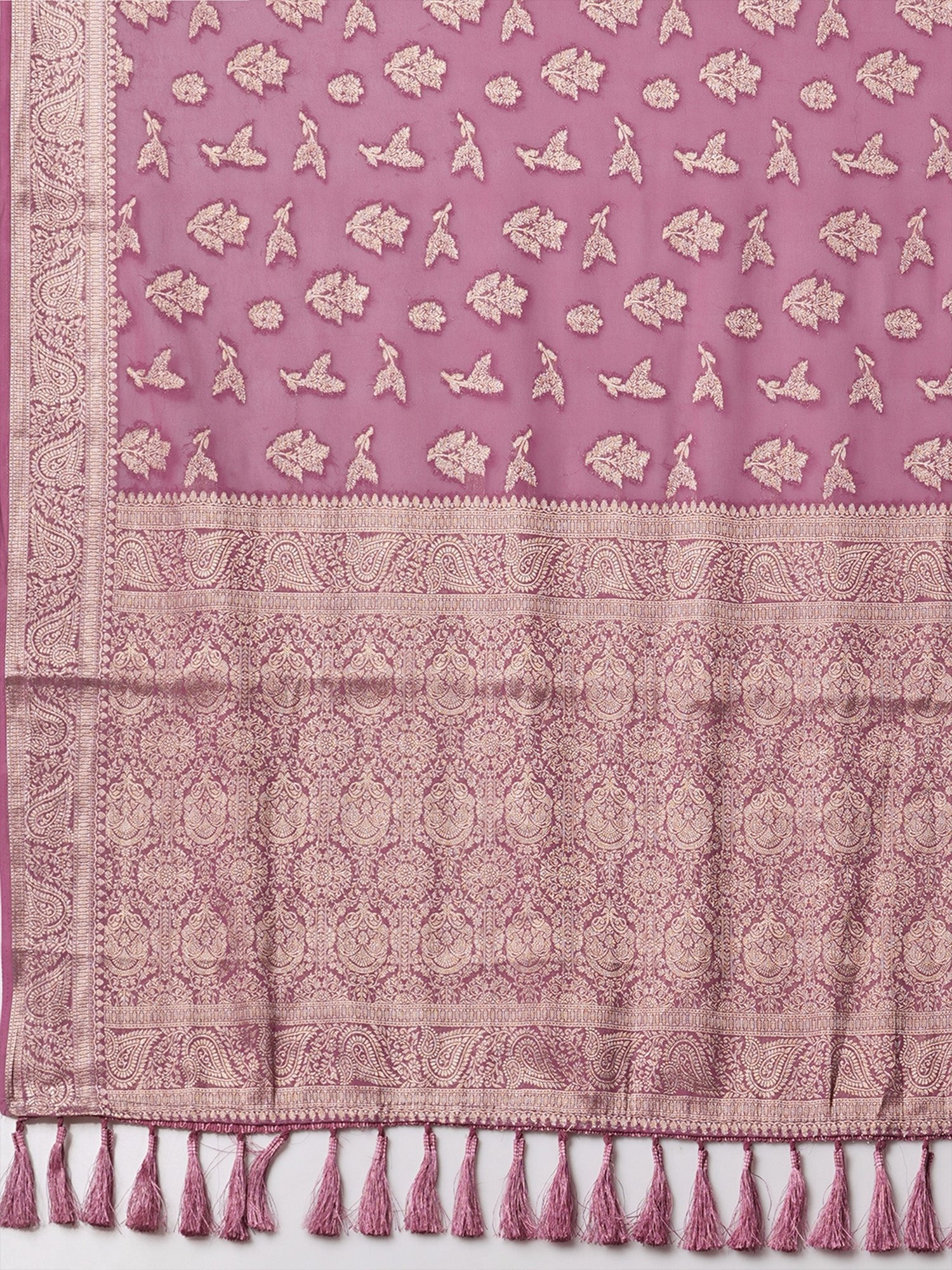 Woven Design Zari Mauve Georgette Banarasi Saree - Ressa