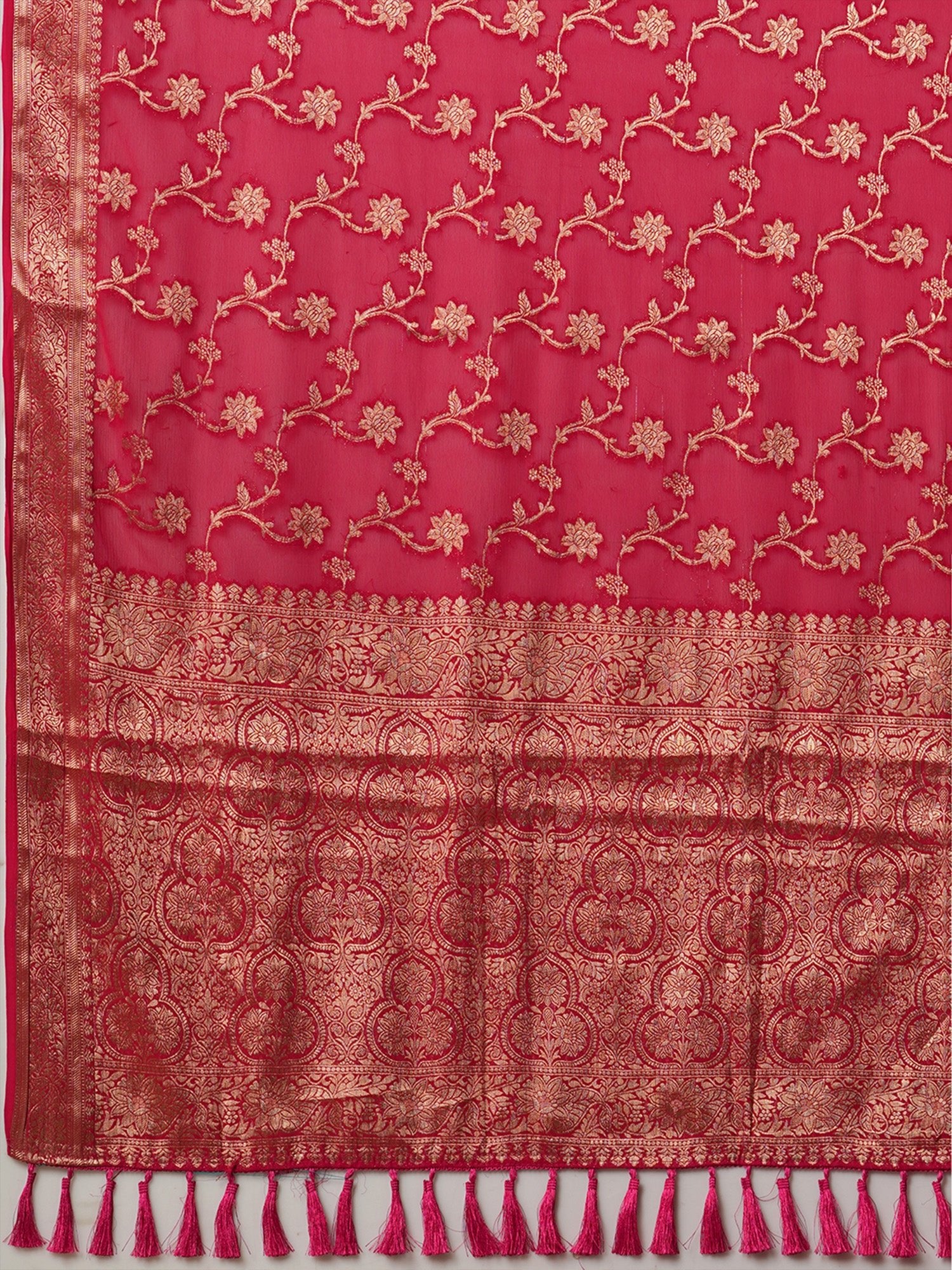 Woven Design Zari Red Georgette Banarasi Saree - Ressa