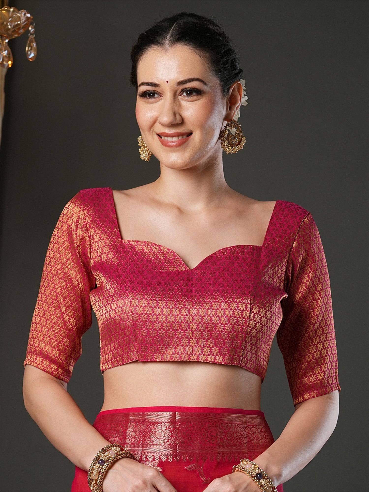 Woven Design Zari Red Georgette Banarasi Saree - Ressa