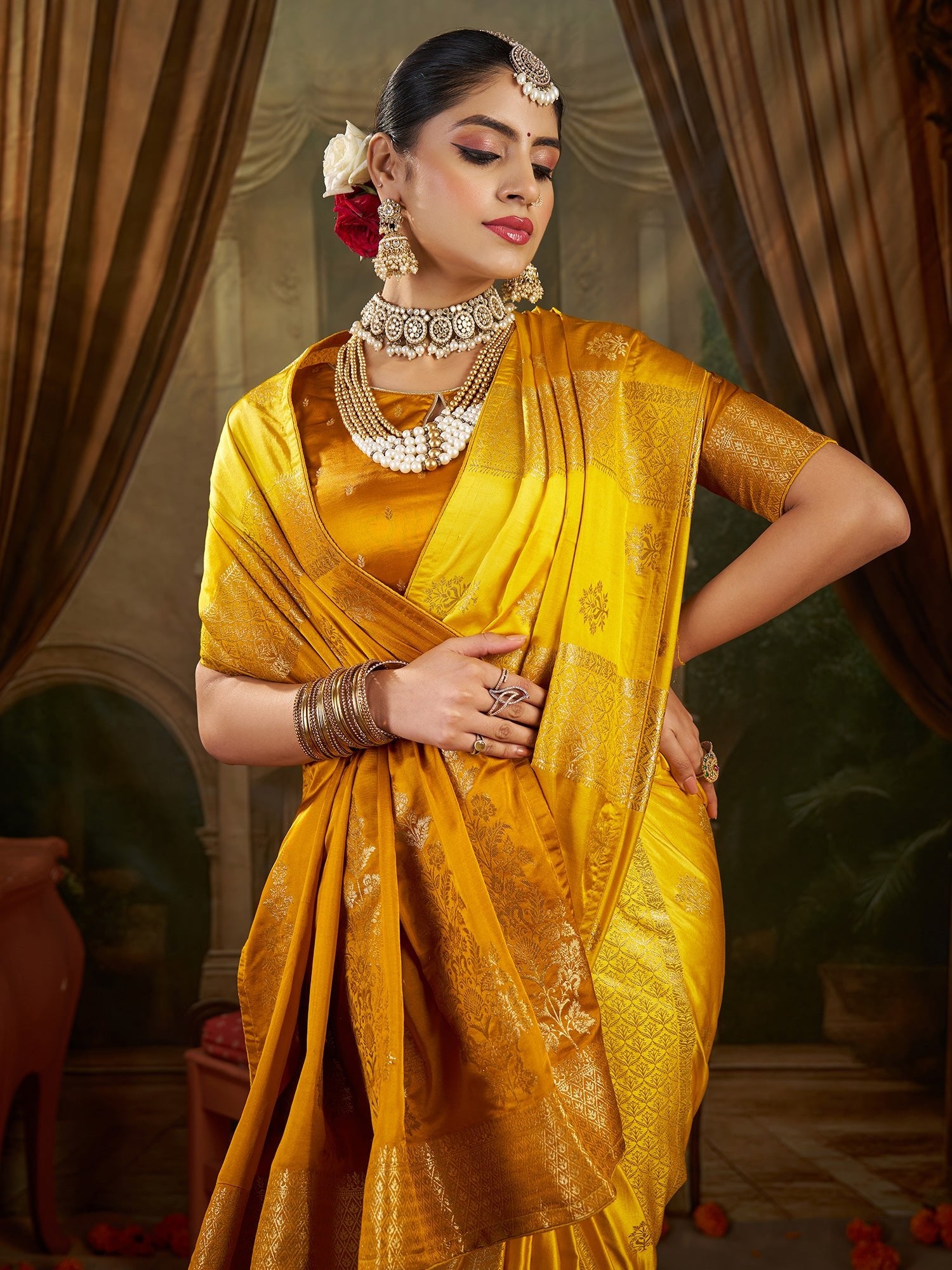 Yellow Banarasi Silk Heritage Zari Weave - Ressa