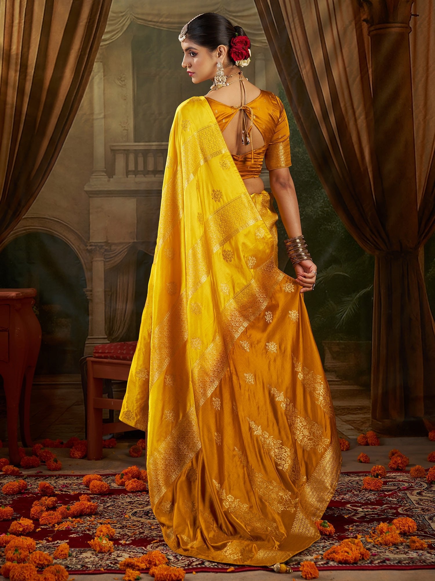 Yellow Banarasi Silk Heritage Zari Weave - Ressa