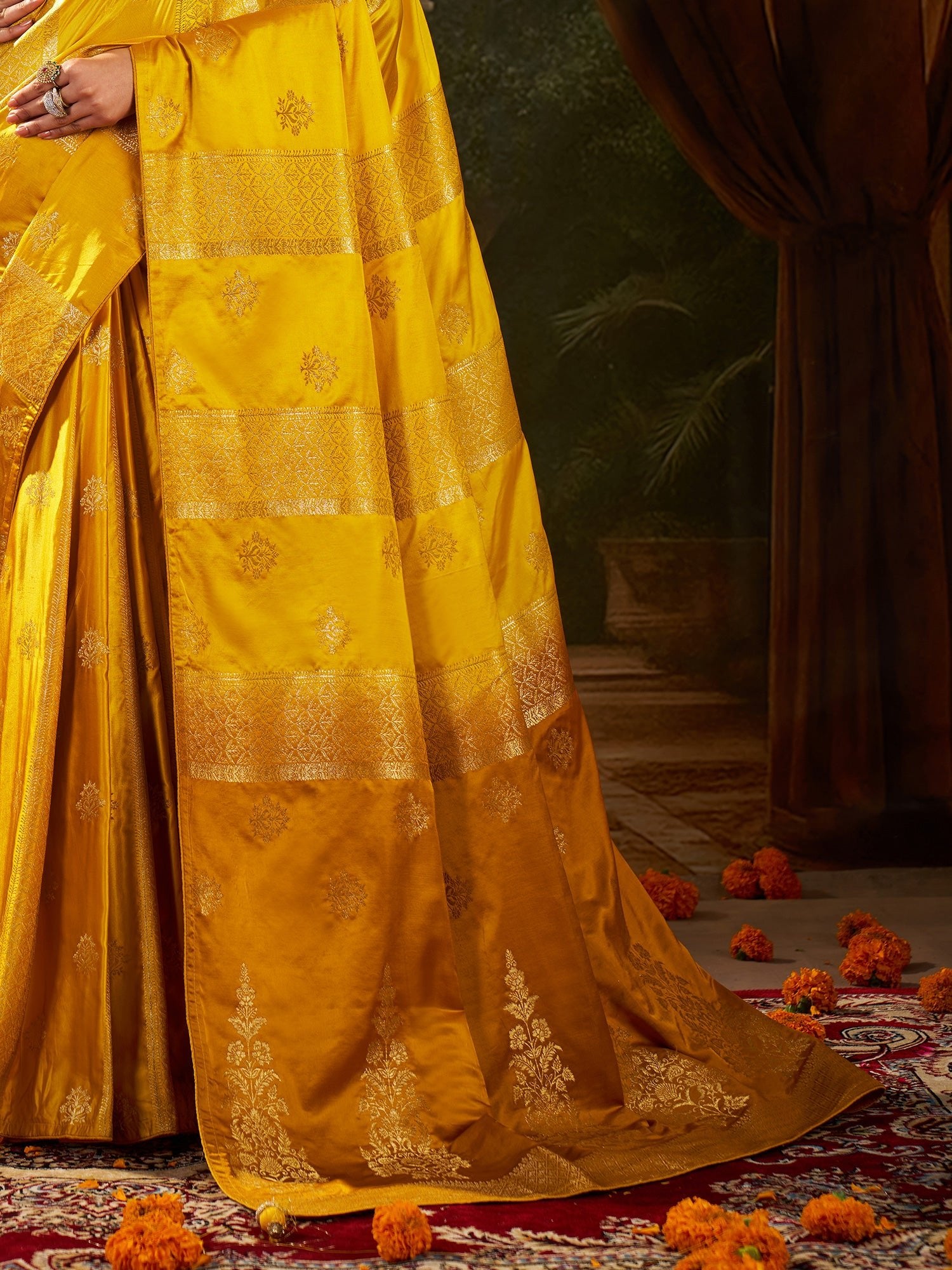 Yellow Banarasi Silk Heritage Zari Weave - Ressa