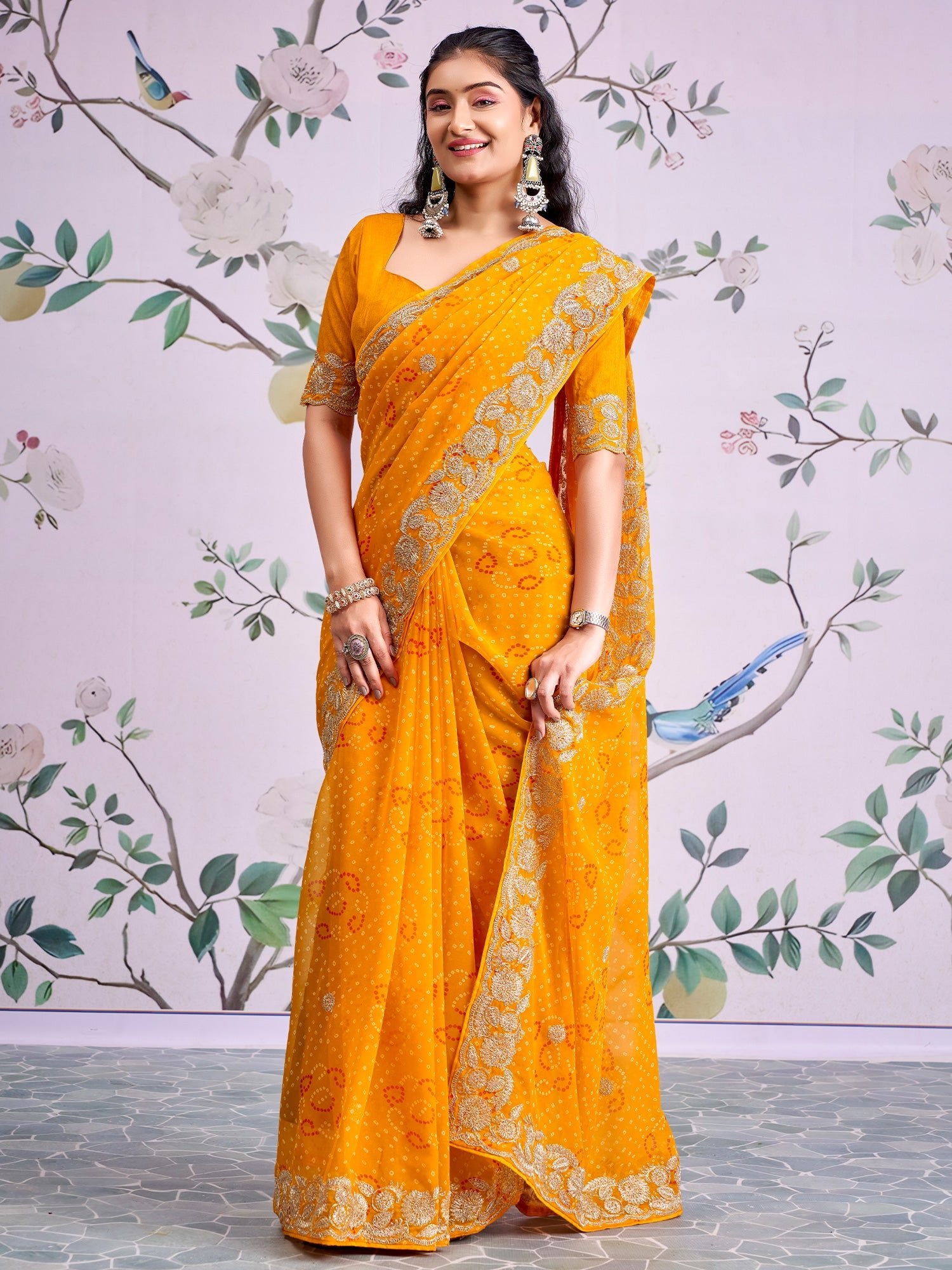 Yellow Bandhani Saree - Ressa