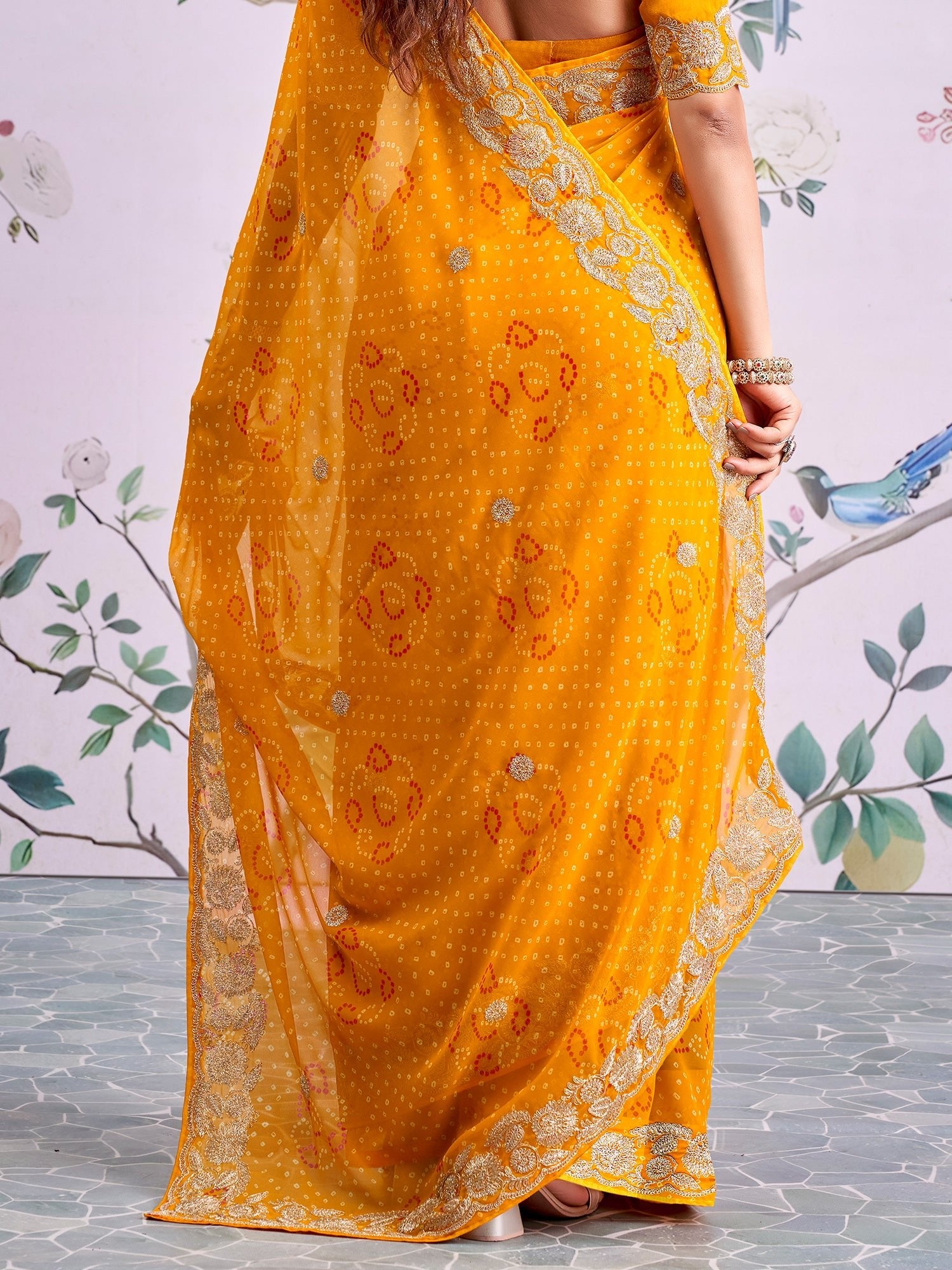 Yellow Bandhani Saree - Ressa