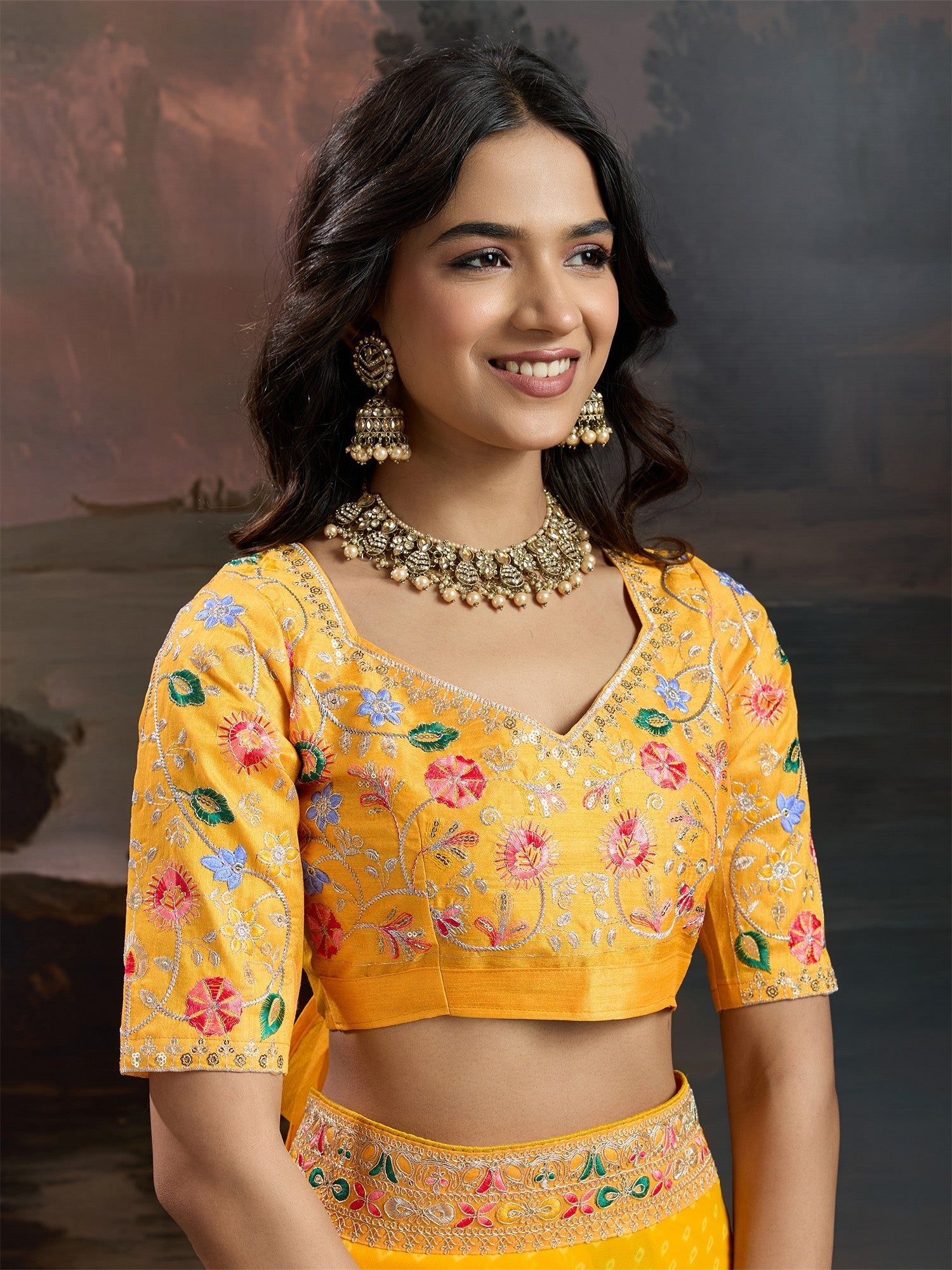 Yellow Bandhni Georgette Saree - Ressa