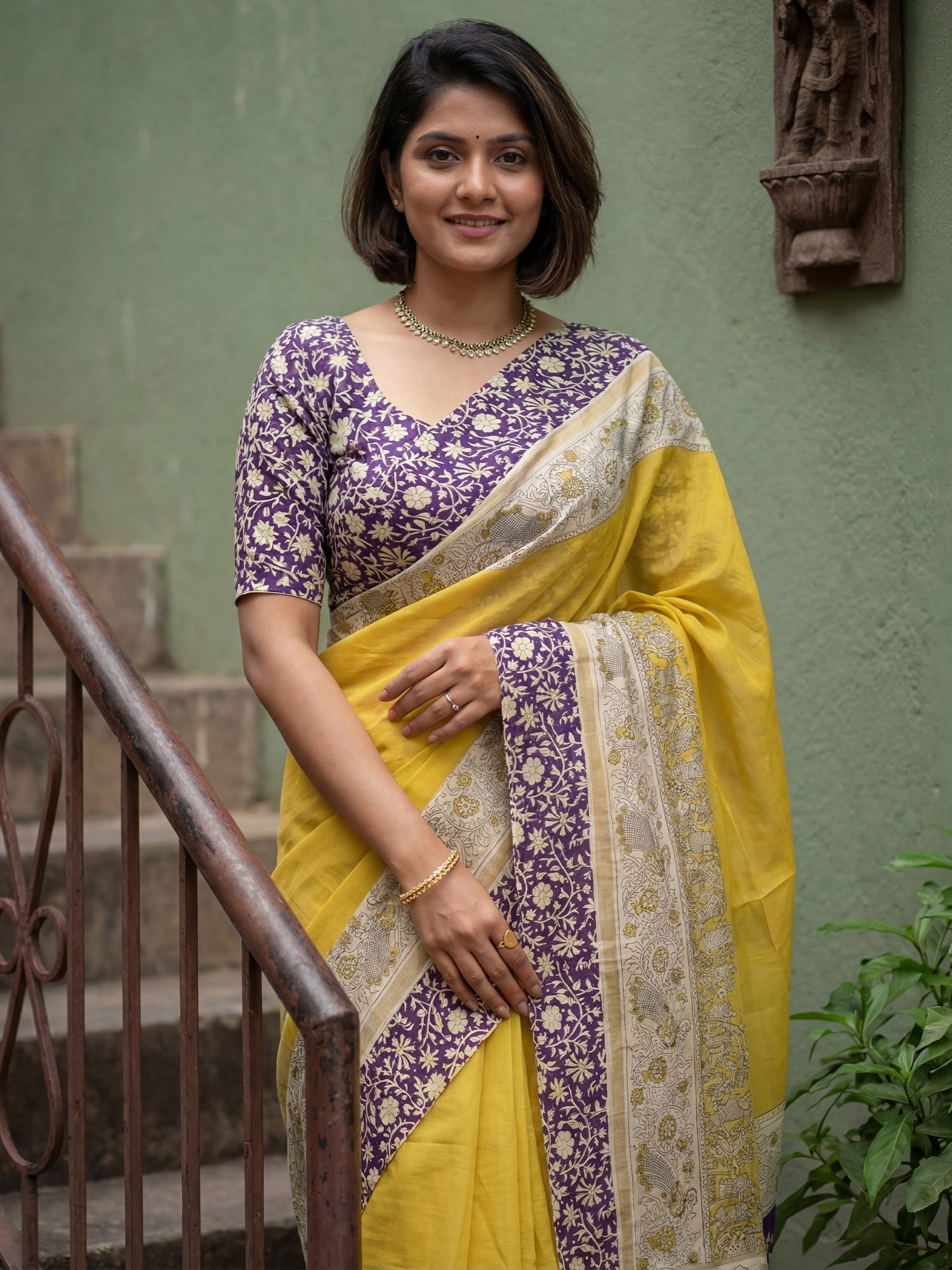 Yellow Cotton Saree - Ressa