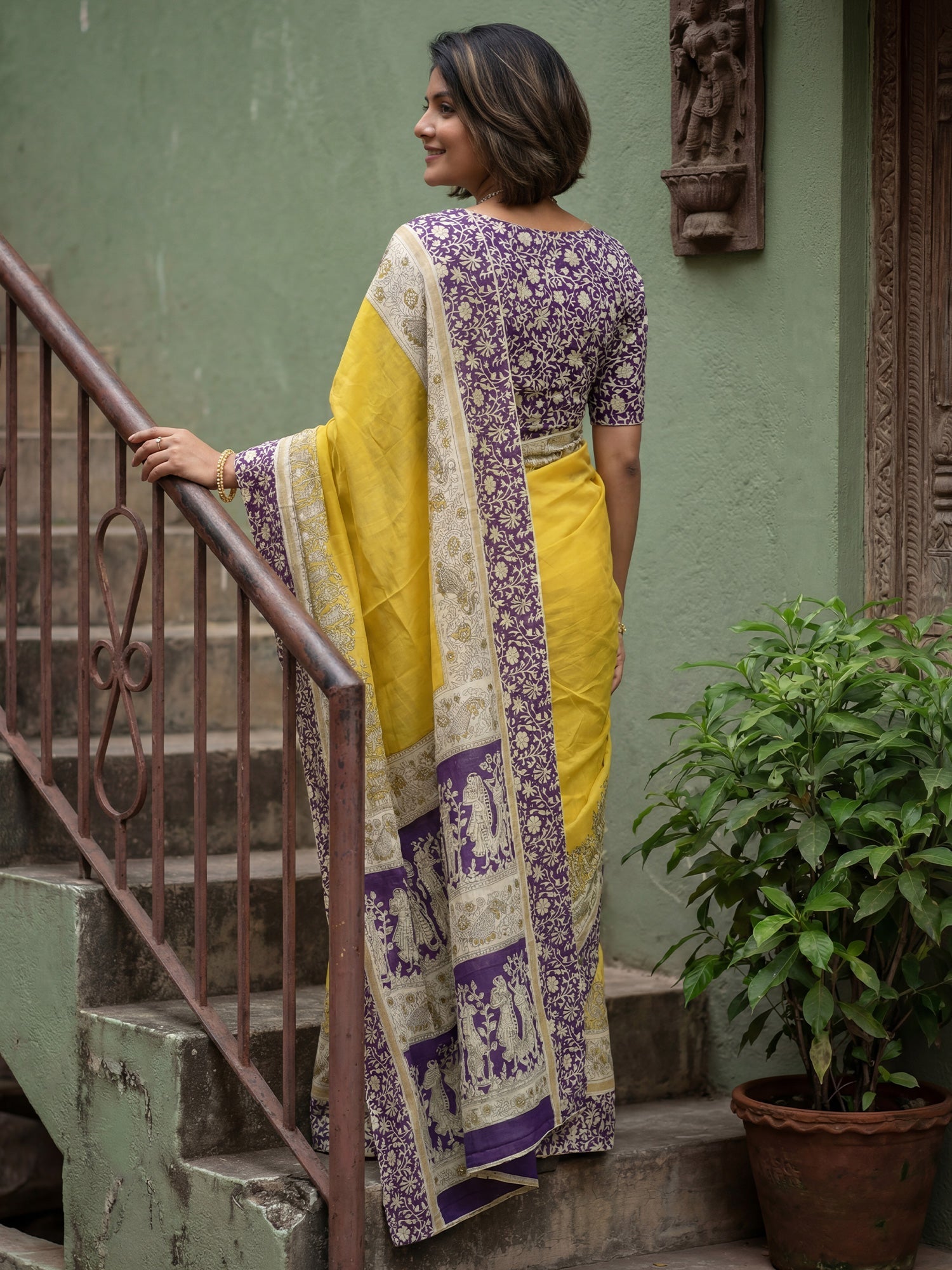 Yellow Cotton Saree - Ressa