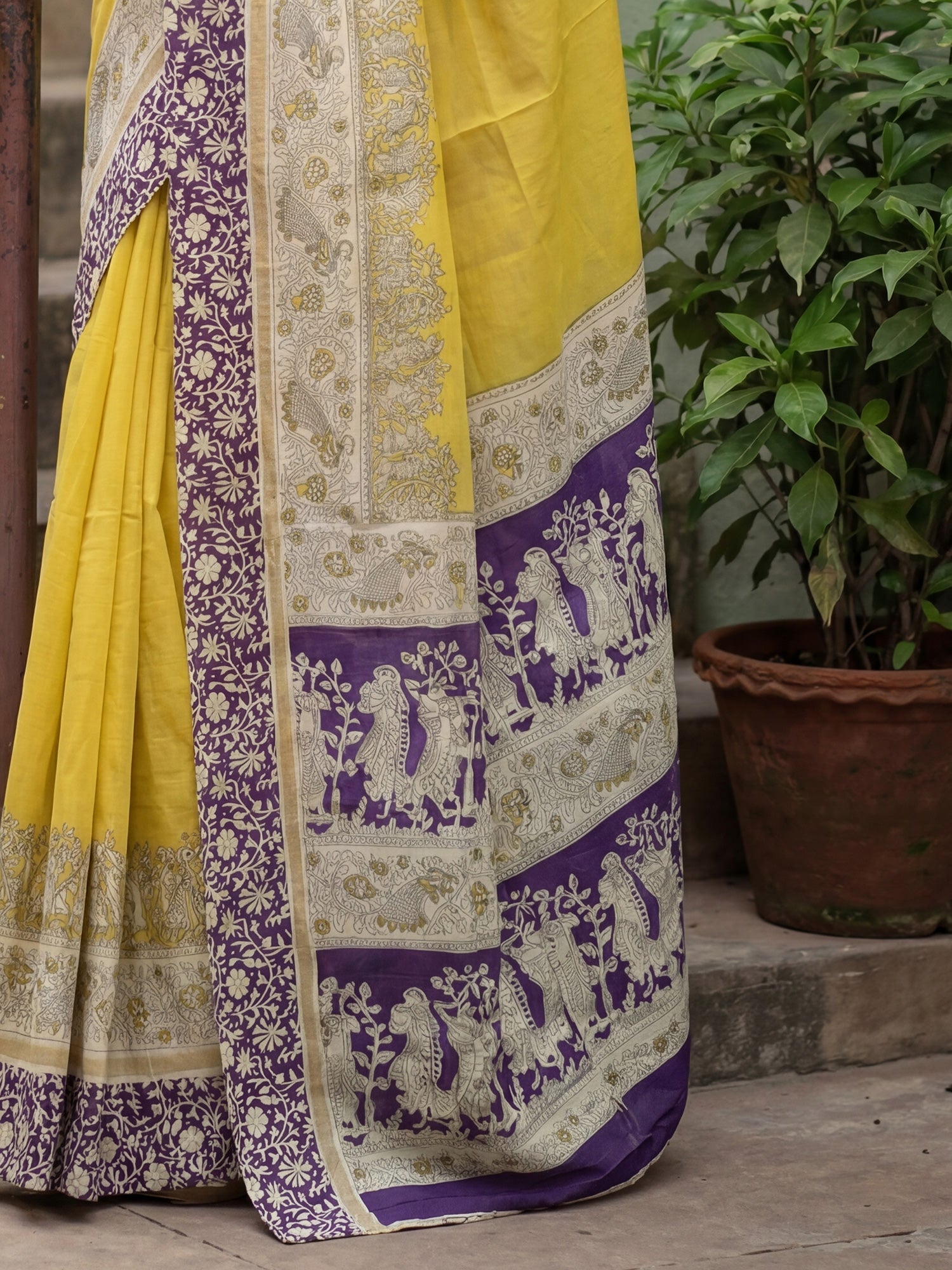 Yellow Cotton Saree - Ressa