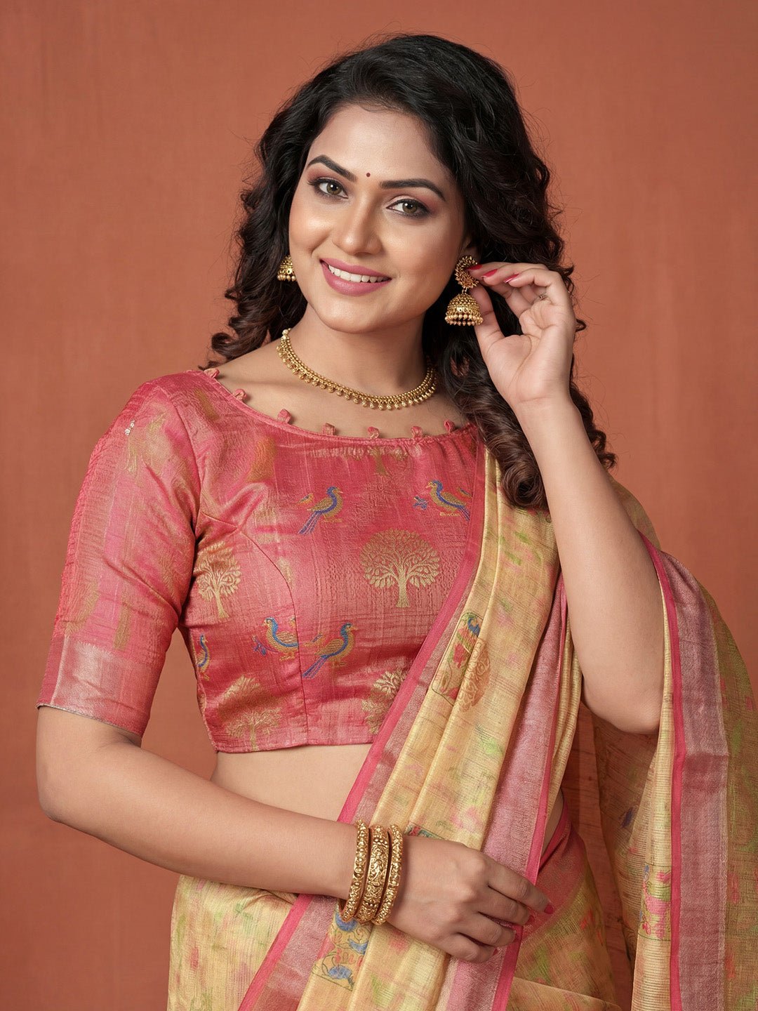 Yellow Cotton Silk Madhubani Printed Saree - Ressa