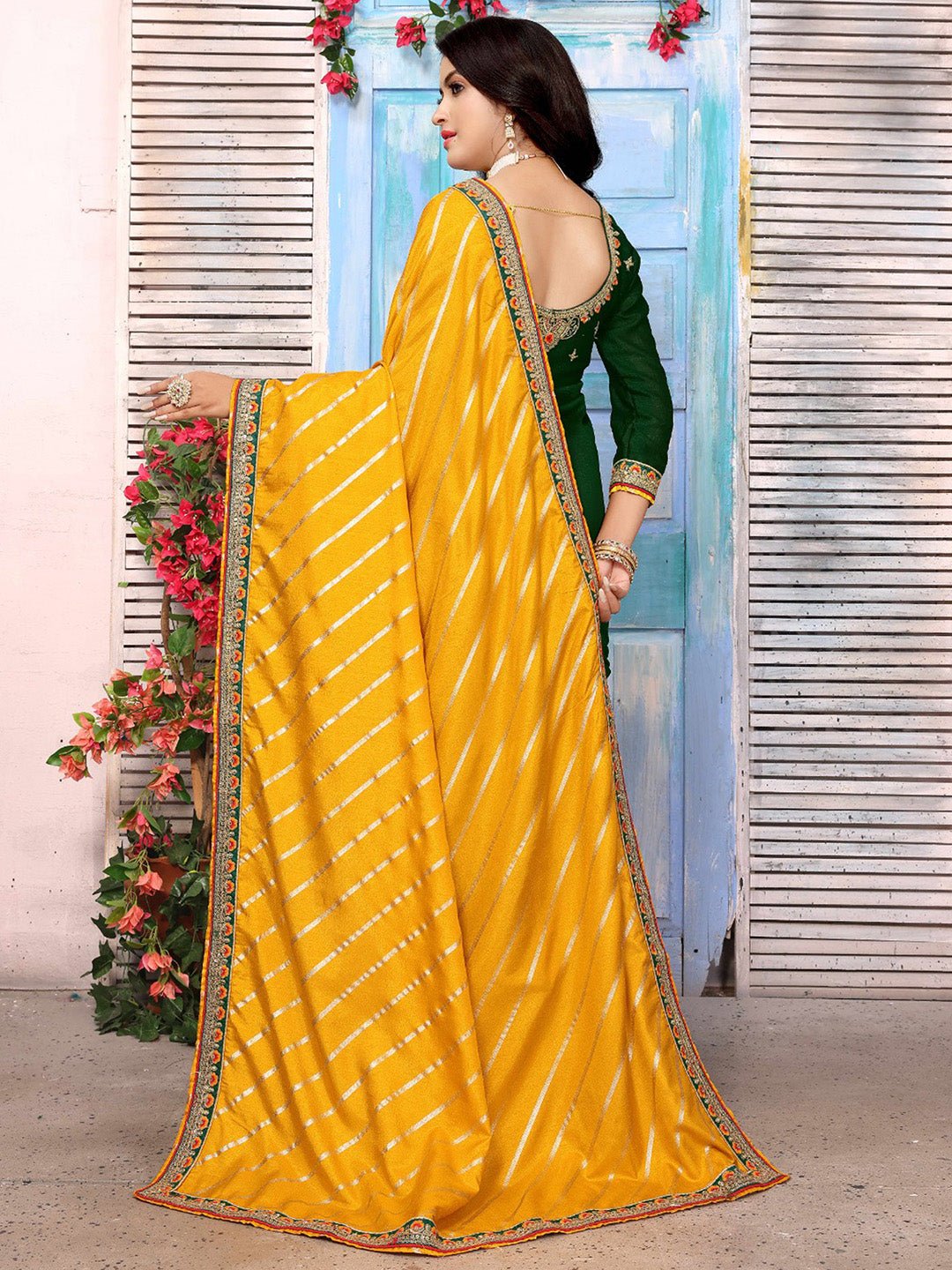 Yellow Dola Silk Party Wear Saree - Ressa