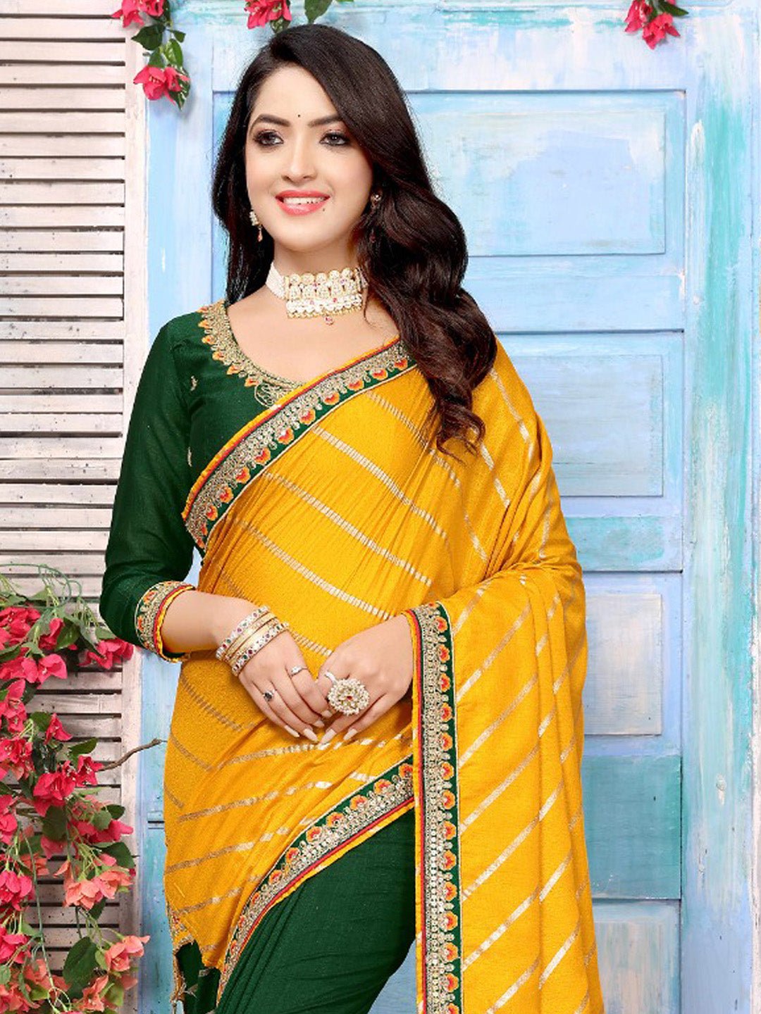 Yellow Dola Silk Party Wear Saree - Ressa