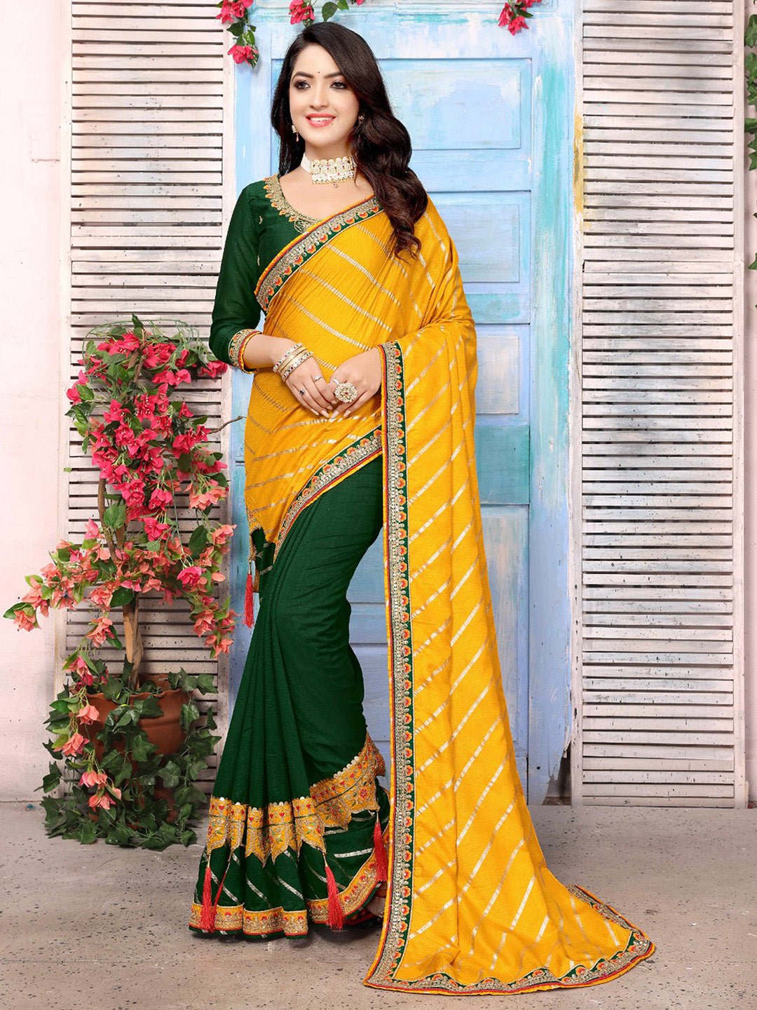 Yellow Dola Silk Party Wear Saree - Ressa