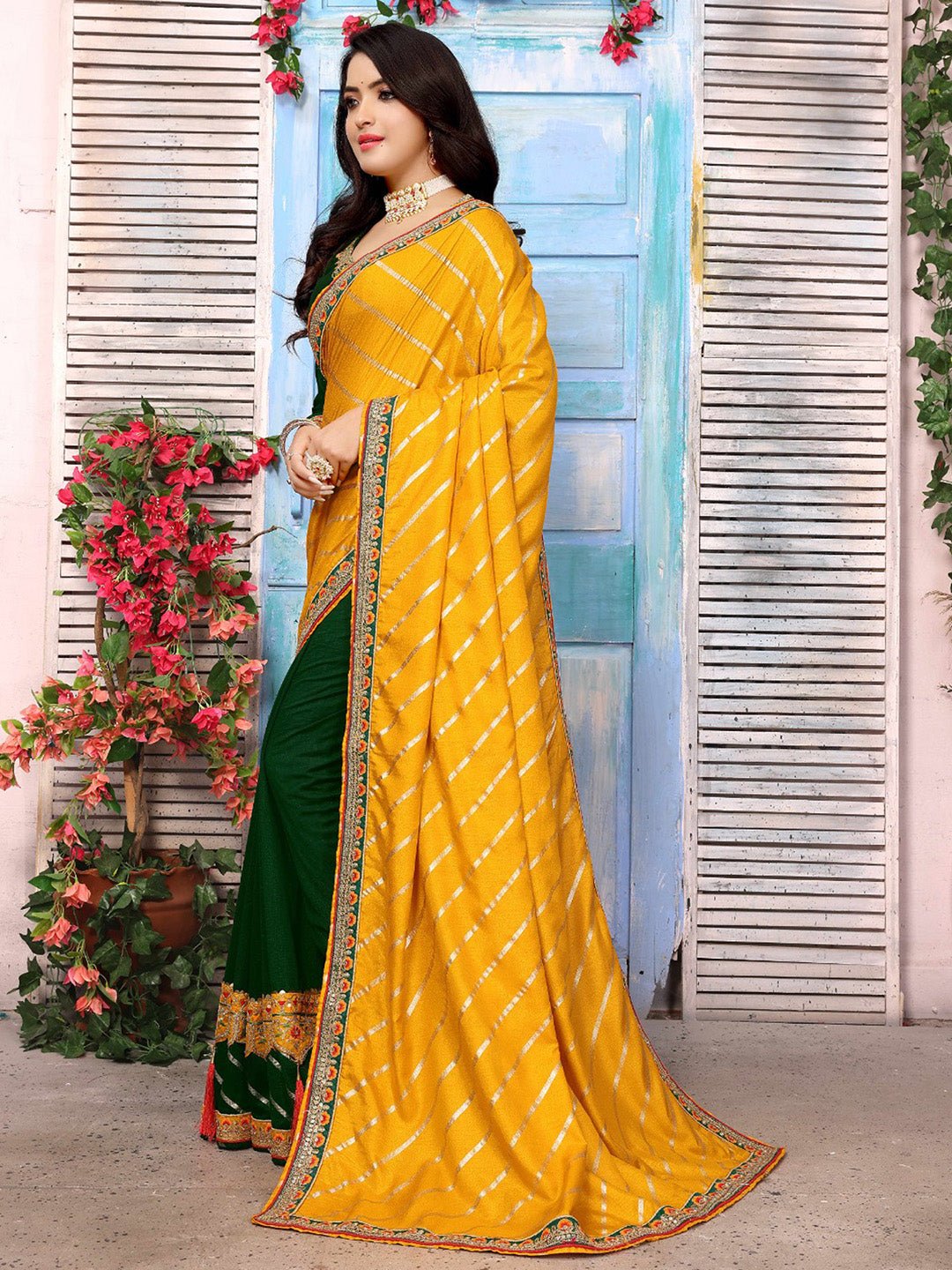 Yellow Dola Silk Party Wear Saree - Ressa