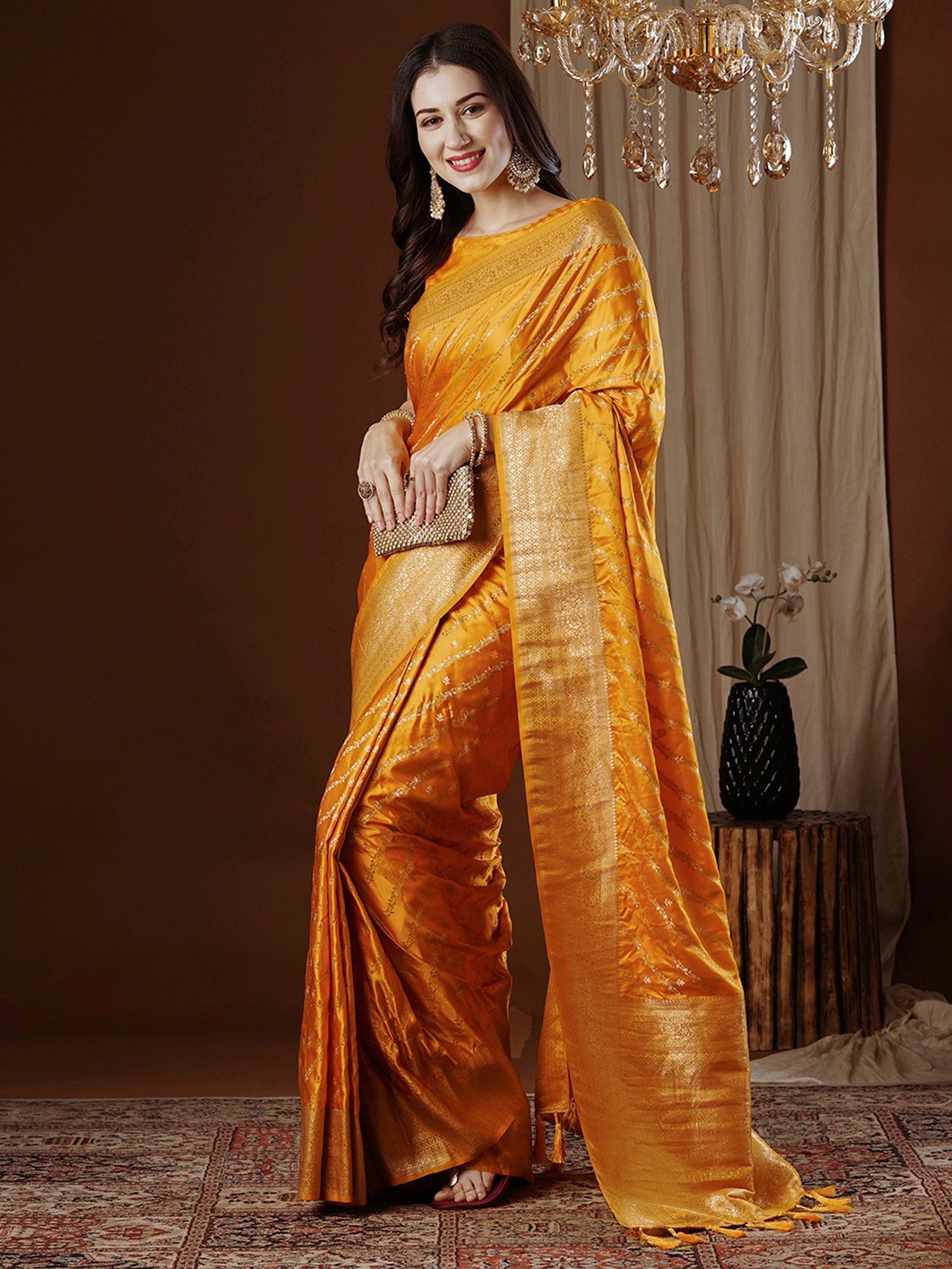 Yellow Floral Georgette Saree - Ressa