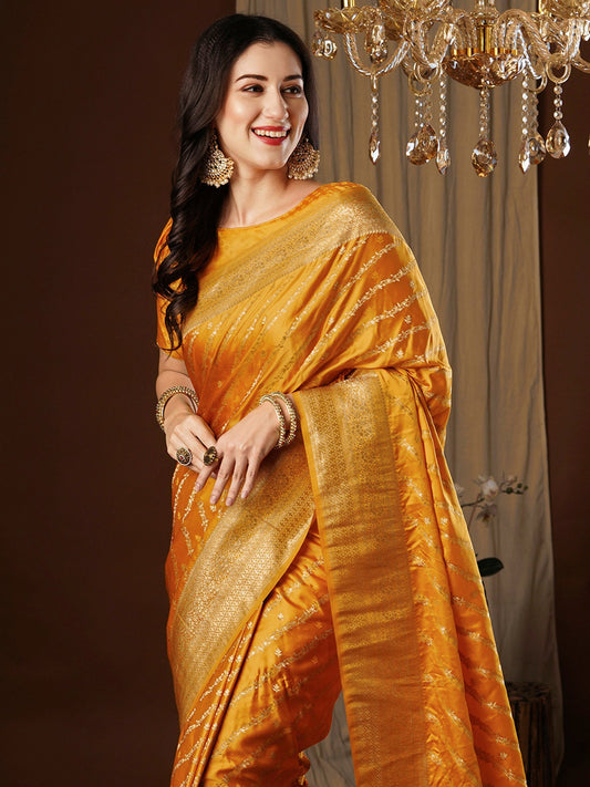 Yellow Floral Georgette Saree - Ressa