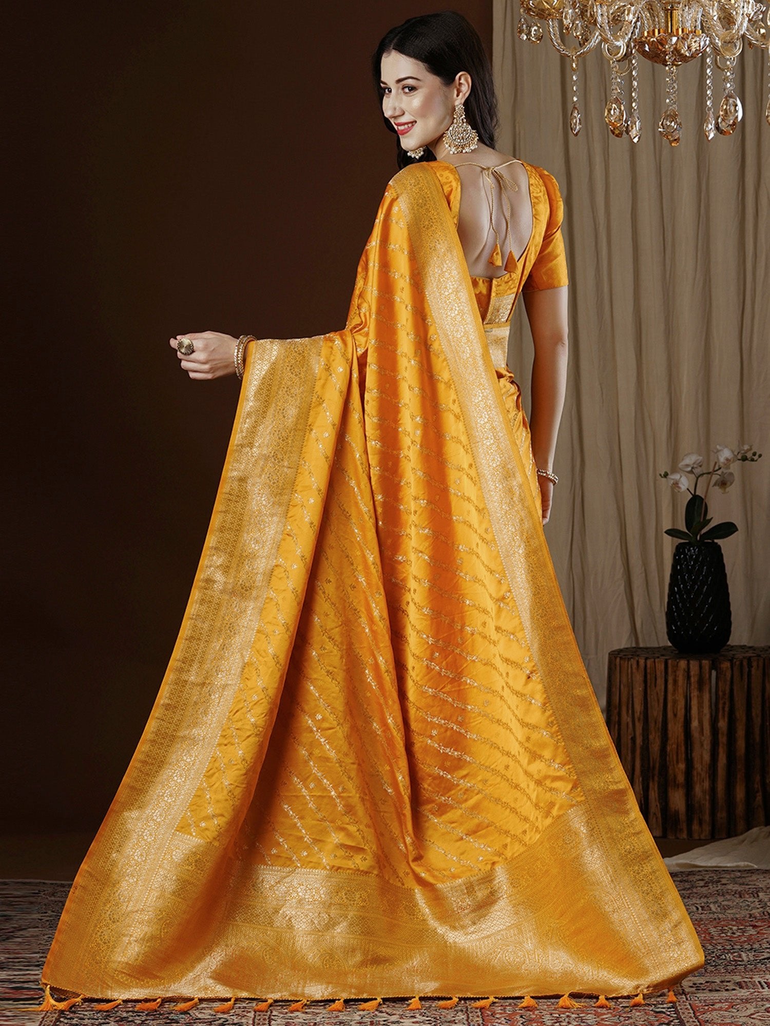Yellow Floral Georgette Saree - Ressa