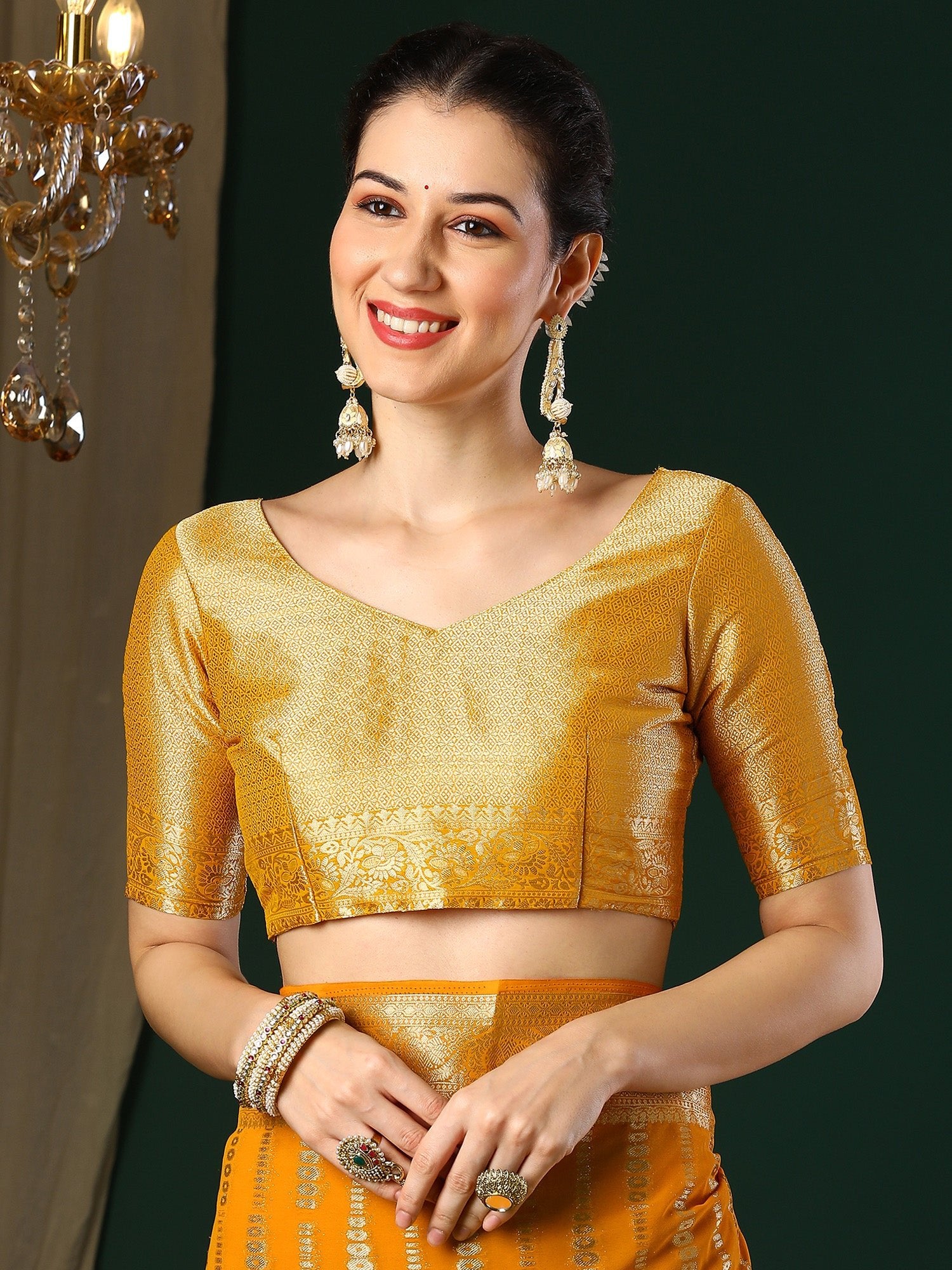 Yellow Floral Georgette Saree with Jari Border - Ressa