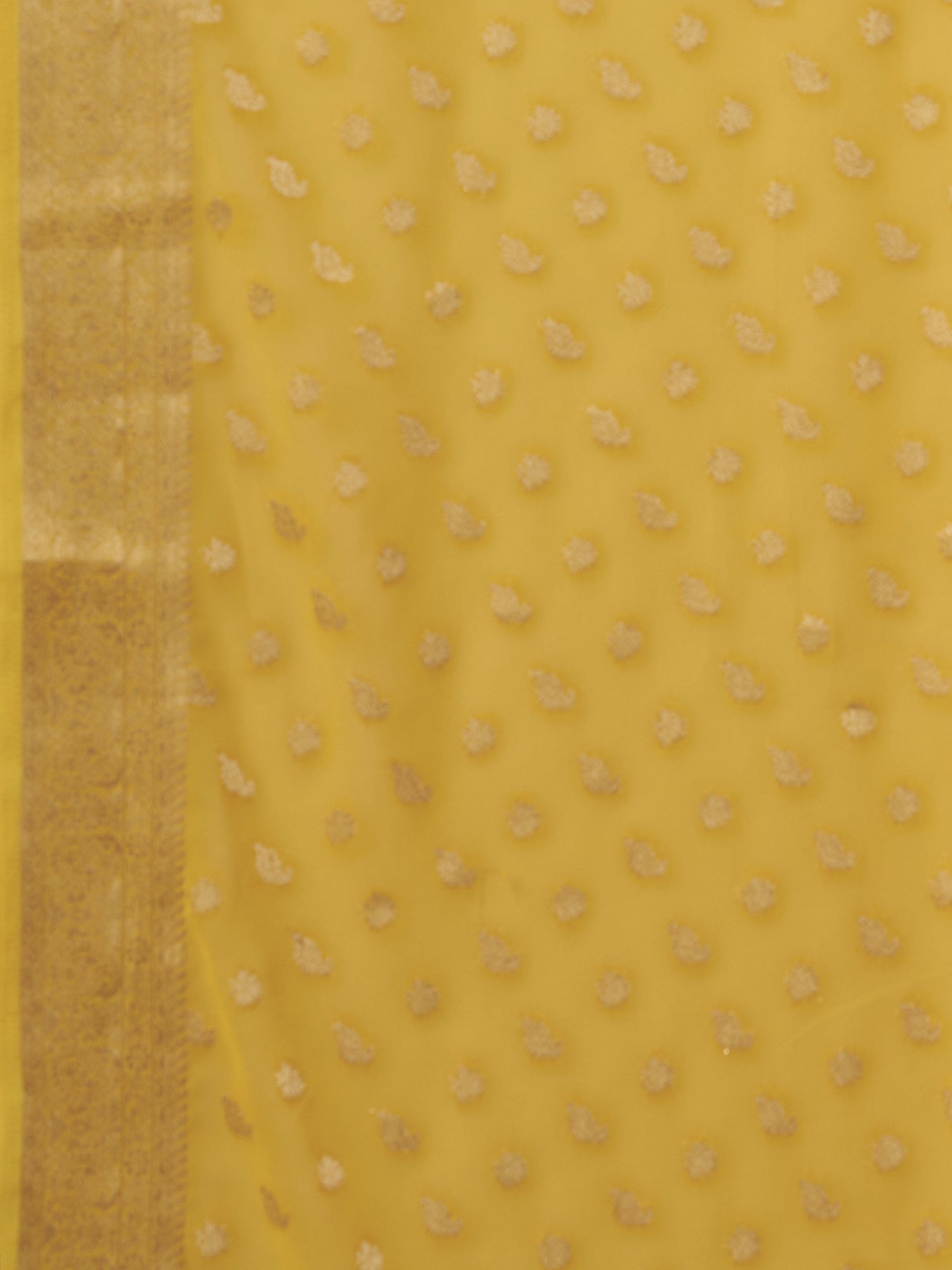 Yellow Floral Georgette Saree with Jari Border - Ressa