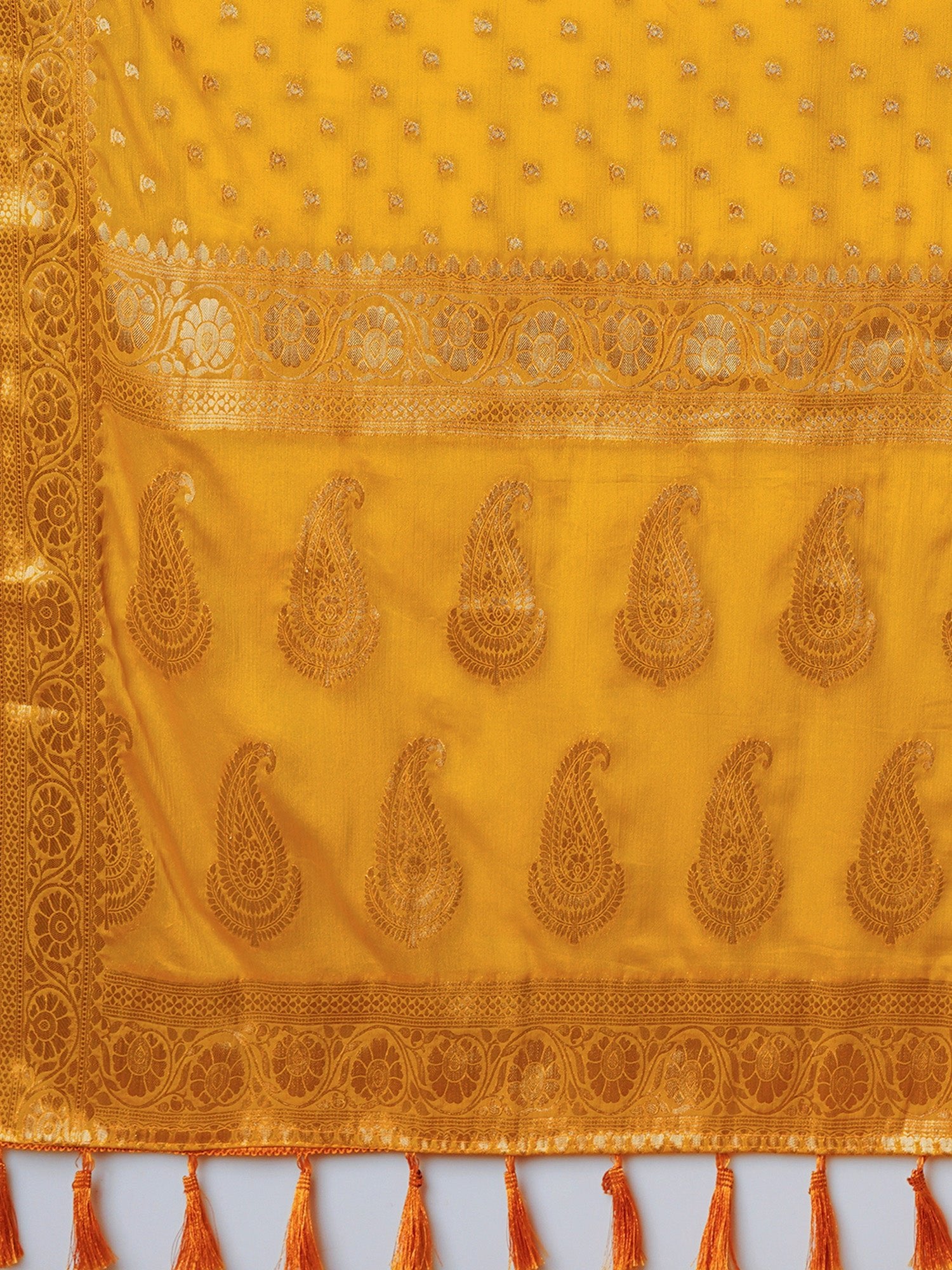Yellow Floral Georgette Saree with Jari Border - Ressa