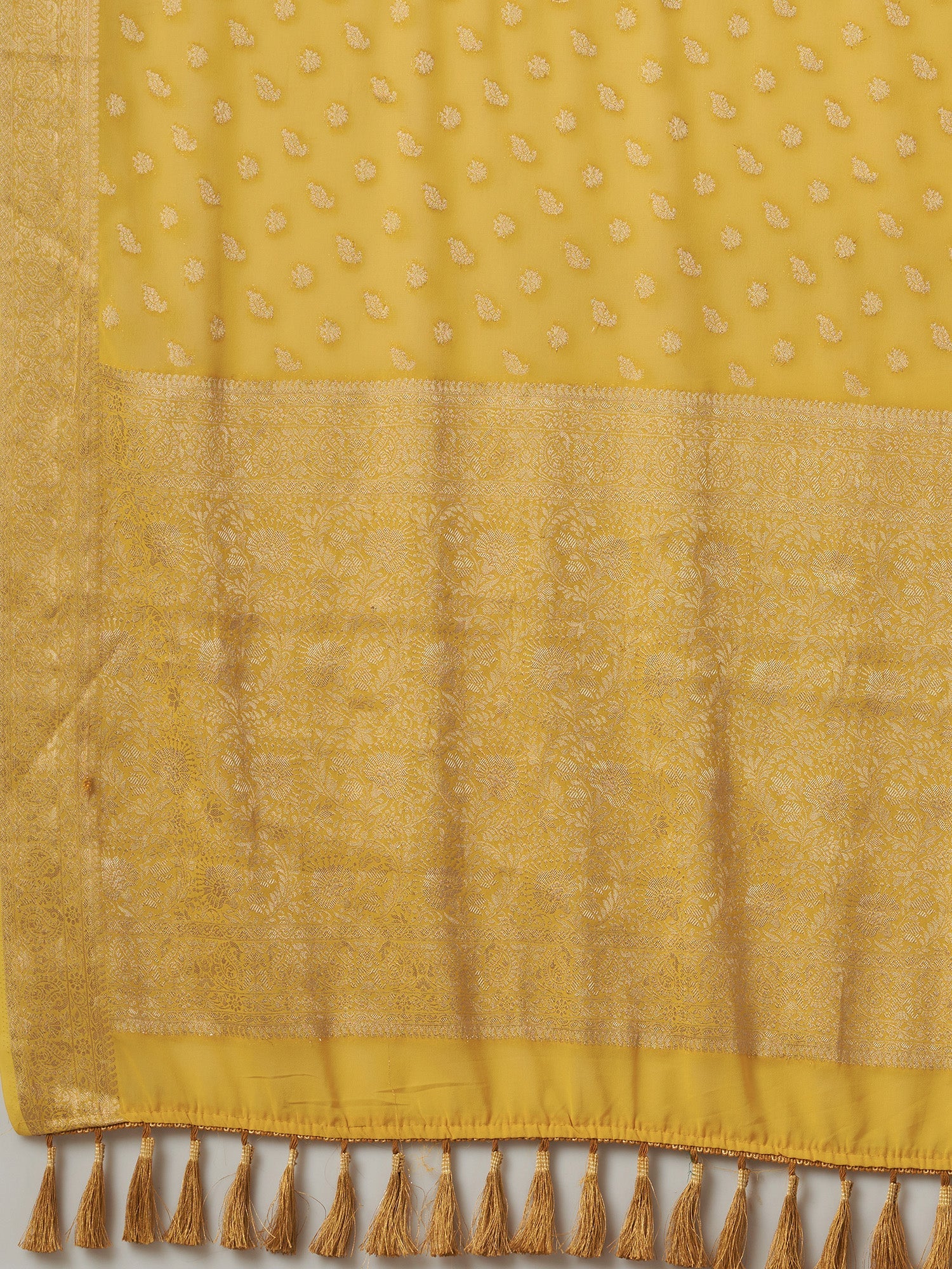 Yellow Floral Georgette Saree with Jari Border - Ressa