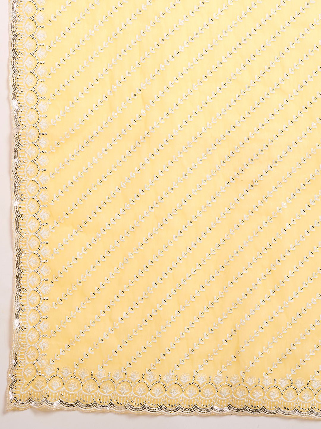 Yellow Georgette Leheriya Style Embroidery Saree - Ressa