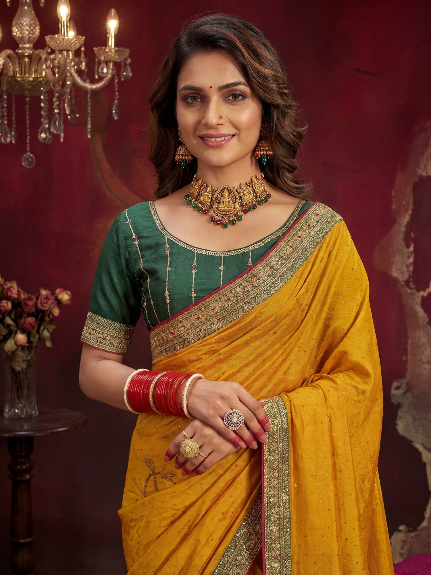 Yellow Georgette Saree with Embroidered Border - Ressa
