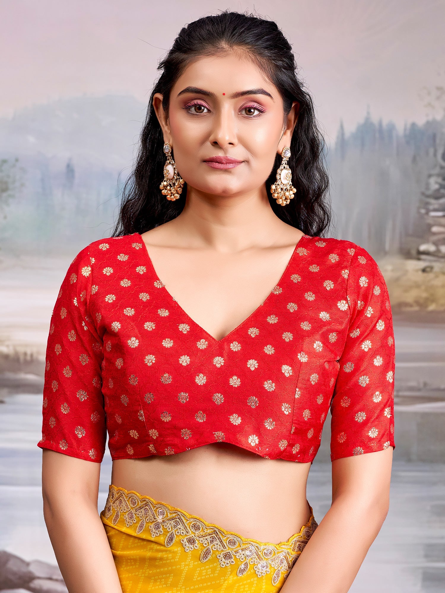 Yellow Georgette Saree with Scalloped Embroidered Border - Ressa