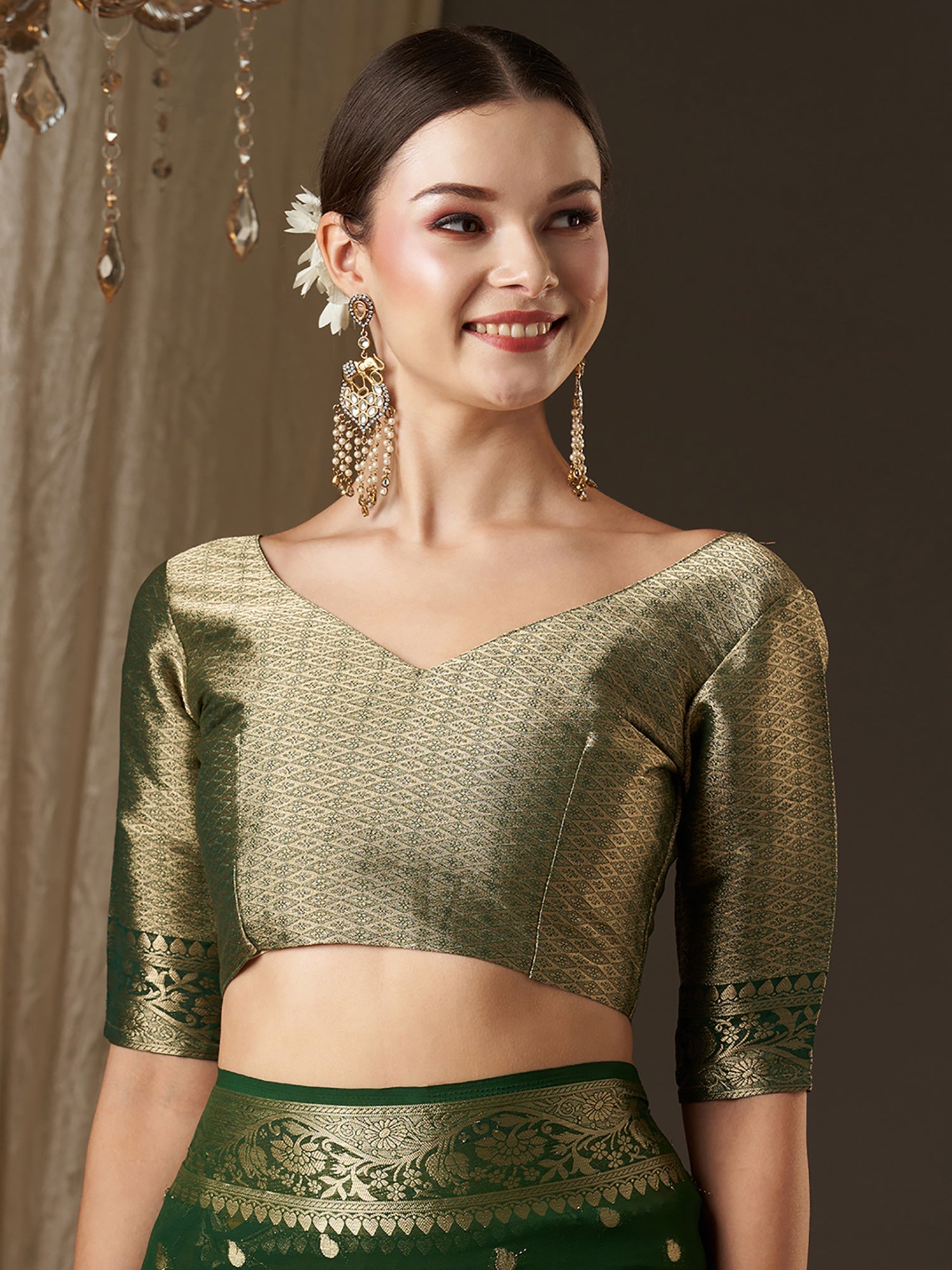 Yellow Green Ombre Floral Georgette Saree - Ressa