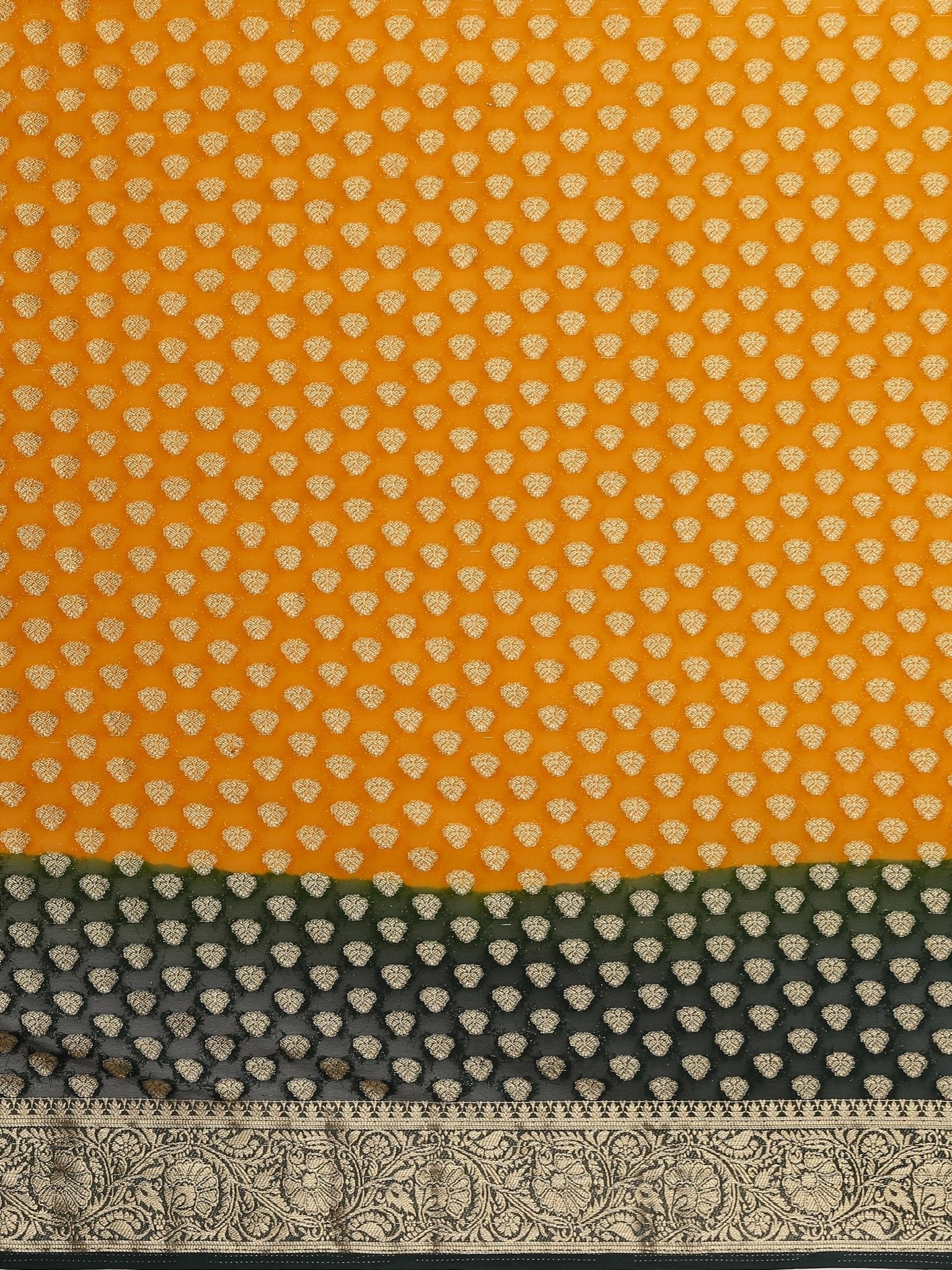 Yellow Green Ombre Georgette Saree - Ressa