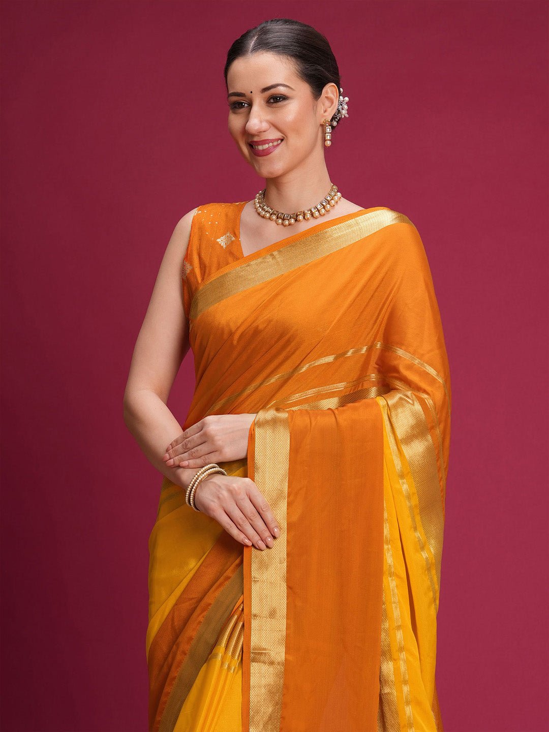 Yellow Mustard Mysore Silk Saree - Ressa