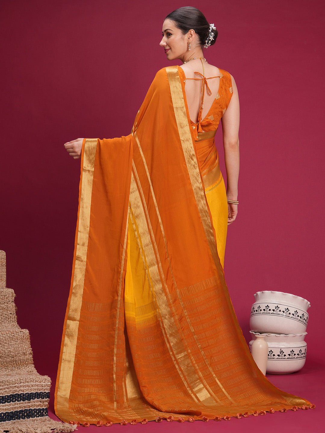 Yellow Mustard Mysore Silk Saree - Ressa