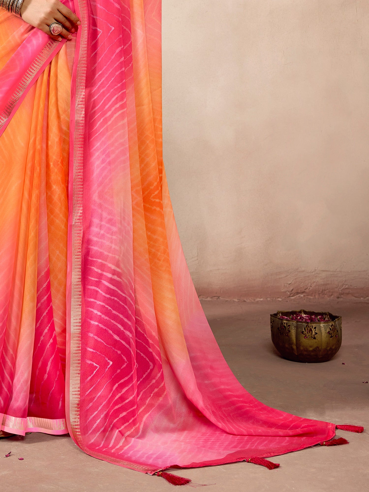 Yellow Pink Georgette Saree - Ressa