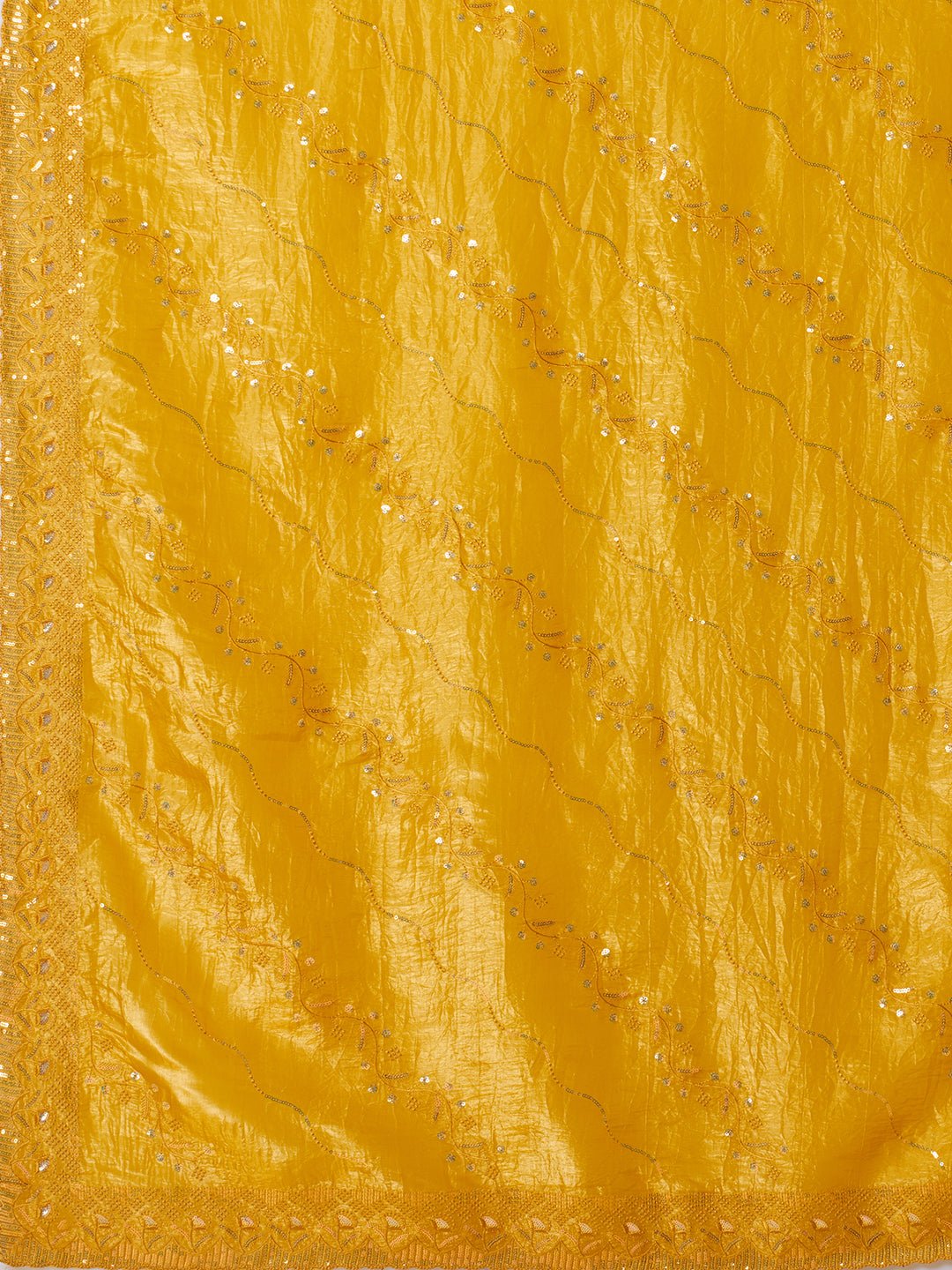Yellow Polyester Embroidered Border Saree - Ressa
