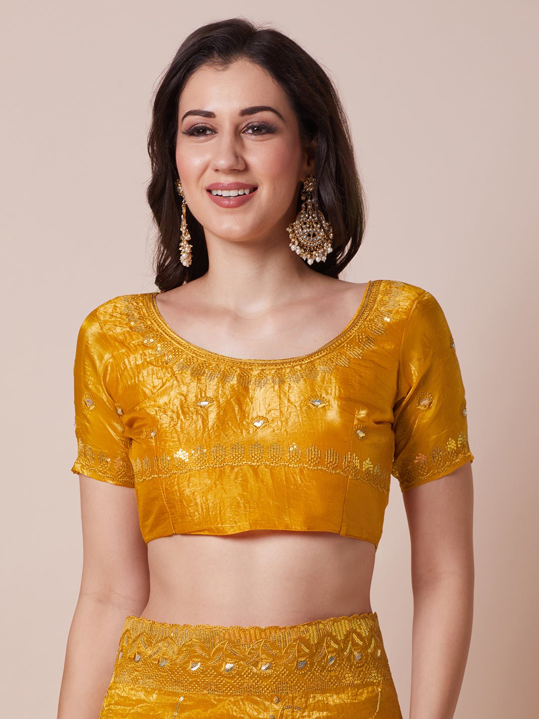 Yellow Polyester Embroidered Border Saree - Ressa