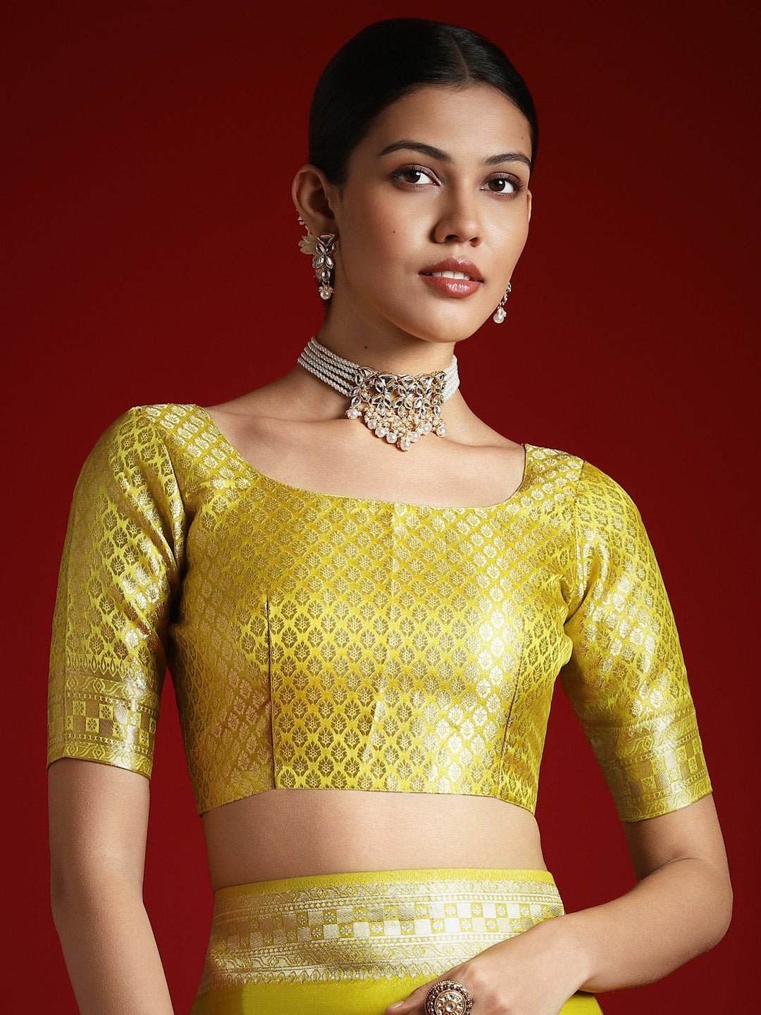 Yellow Satin Banarasi Style Zari Woven Saree - Ressa