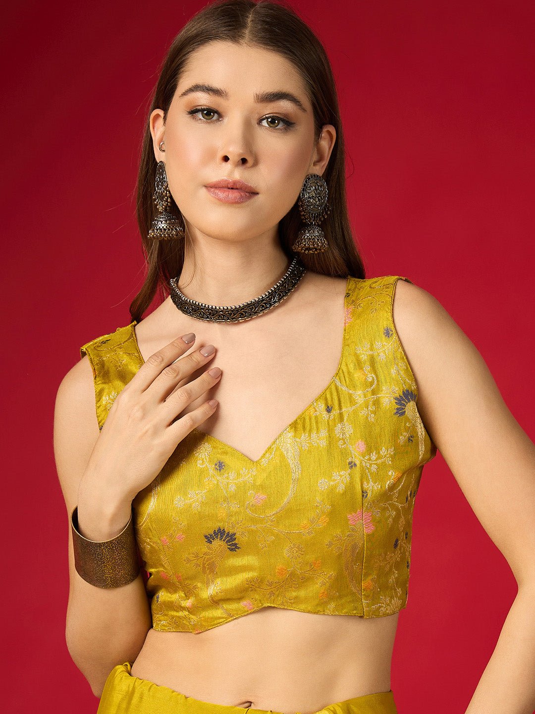 Yellow Silk Saree with Brocade Blouse - Ressa
