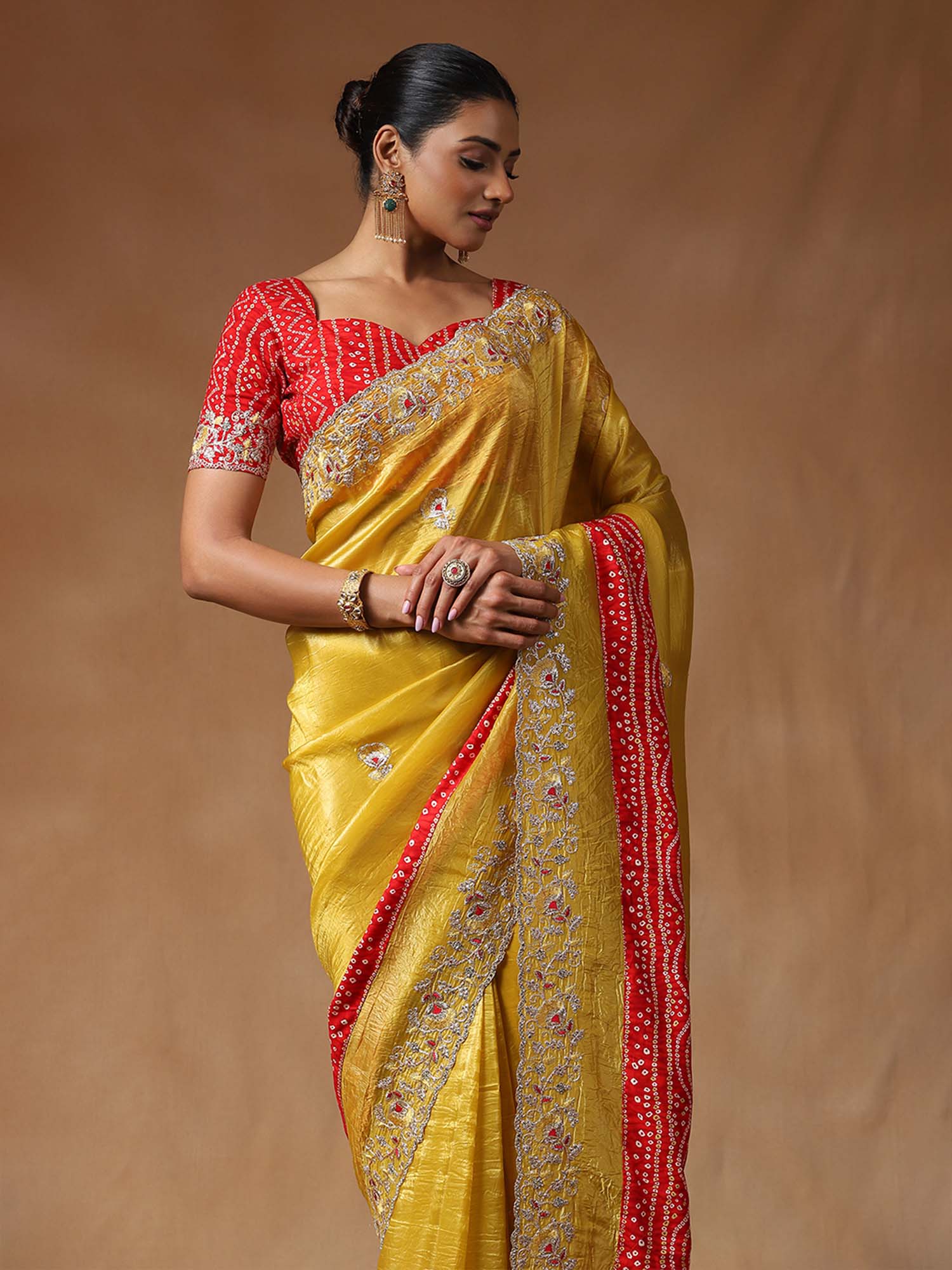 Yellow Tissue Party Wear Saree - Ressa