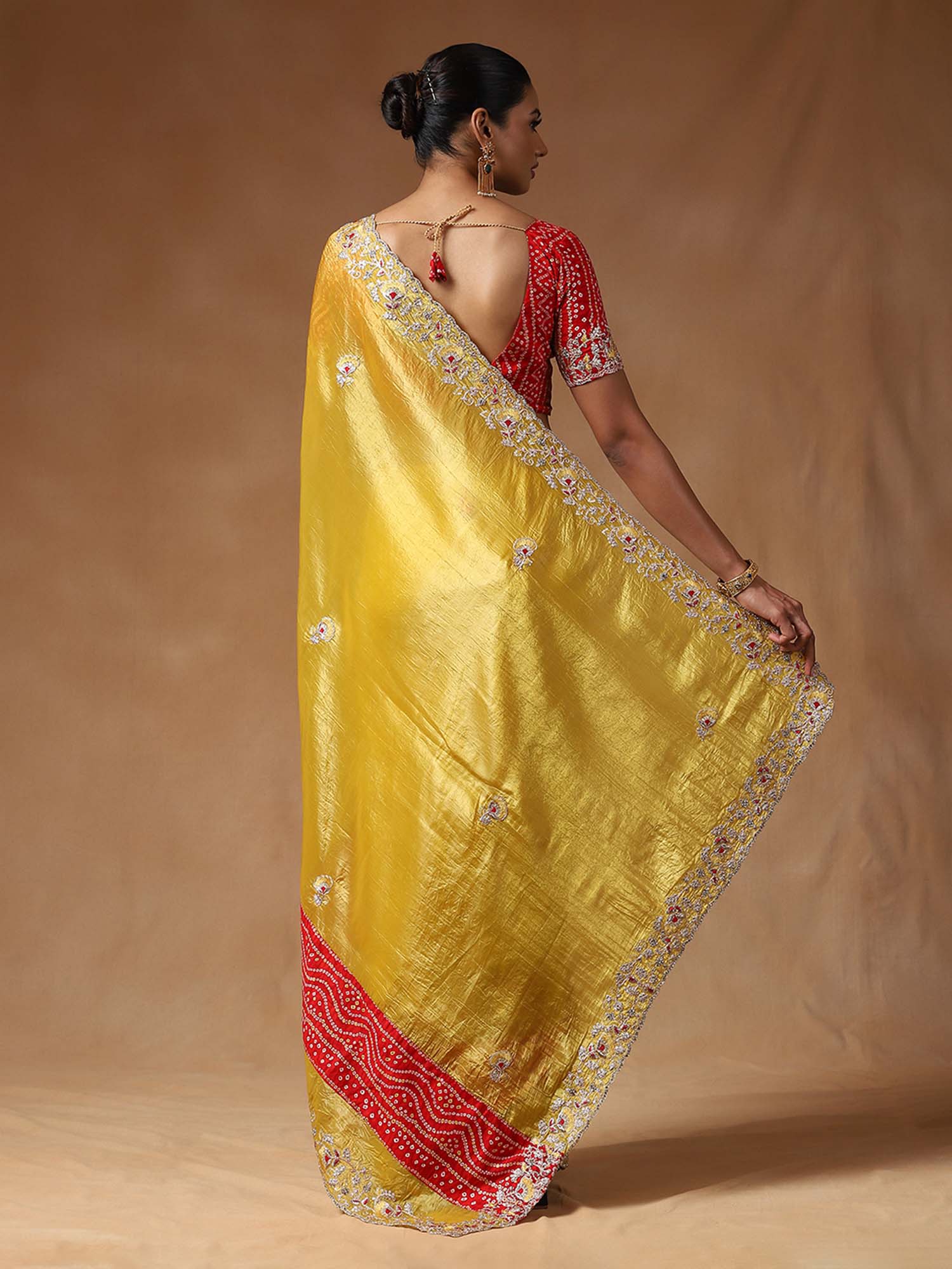 Yellow Tissue Party Wear Saree - Ressa