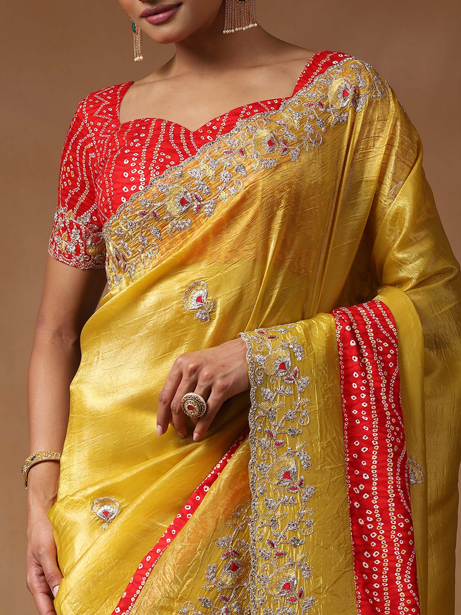 Yellow Tissue Party Wear Saree - Ressa