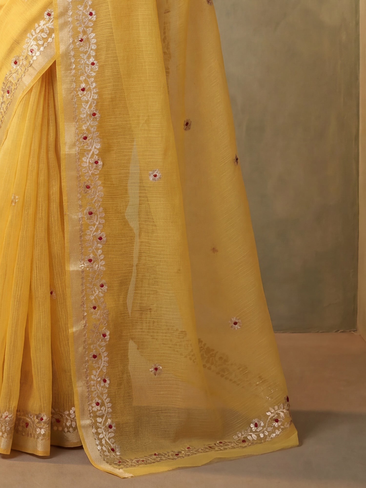 Yellow Tissue Silk Saree - Ressa