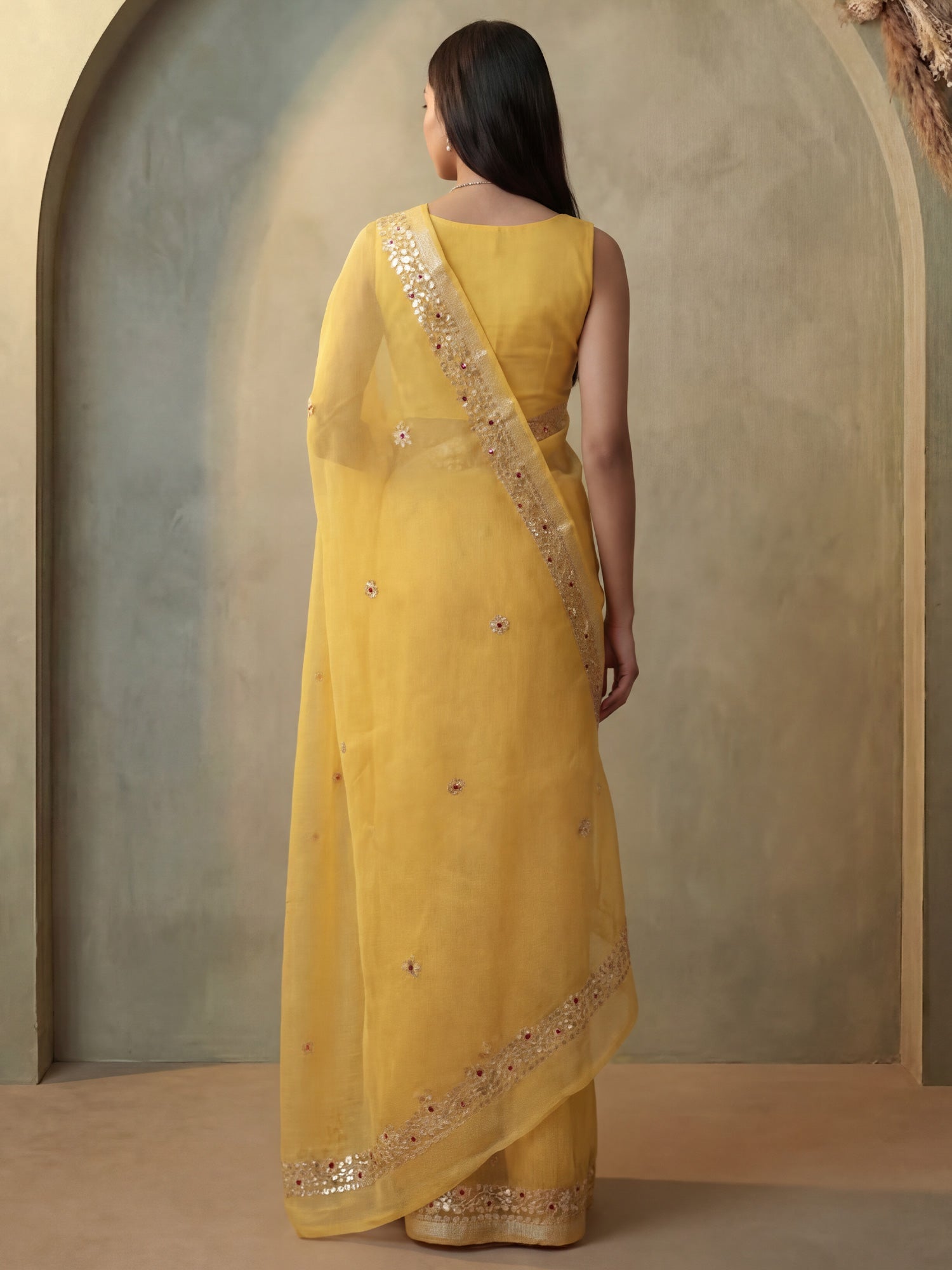 Yellow Tissue Silk Saree - Ressa