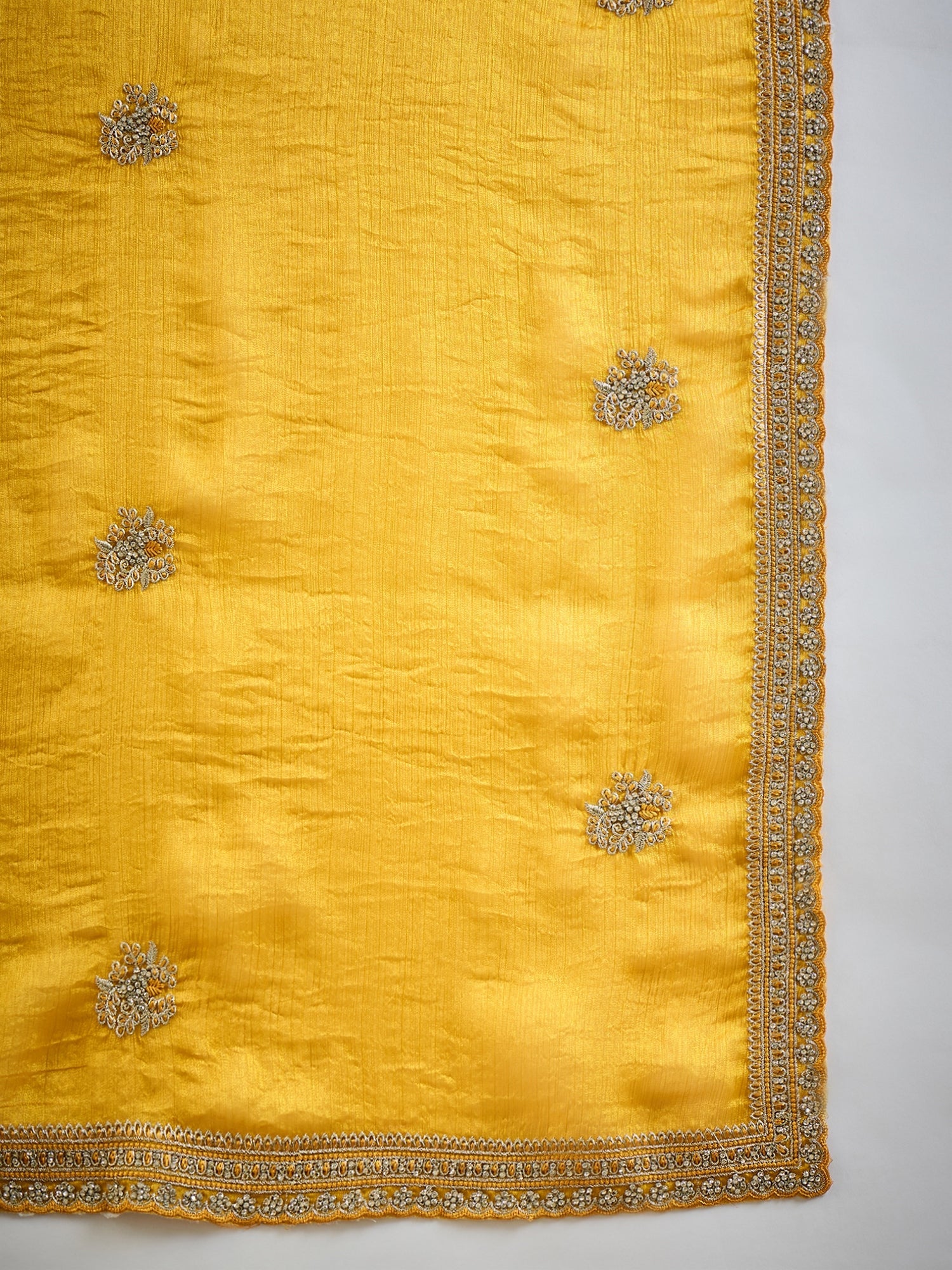 Yellow Tissue Silk Saree with Zari Stripes - Ressa