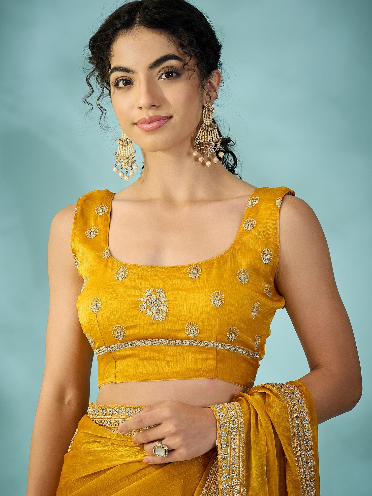 Yellow Tissue Silk Saree with Zari Stripes - Ressa